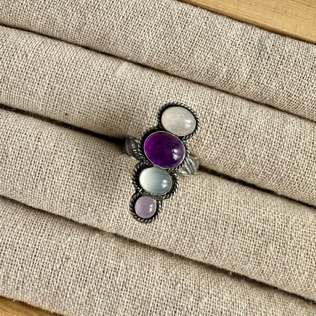 Ring Stacked purple | Sterling zilver & edelstenen | maat 18,5 | BY AIS image 0