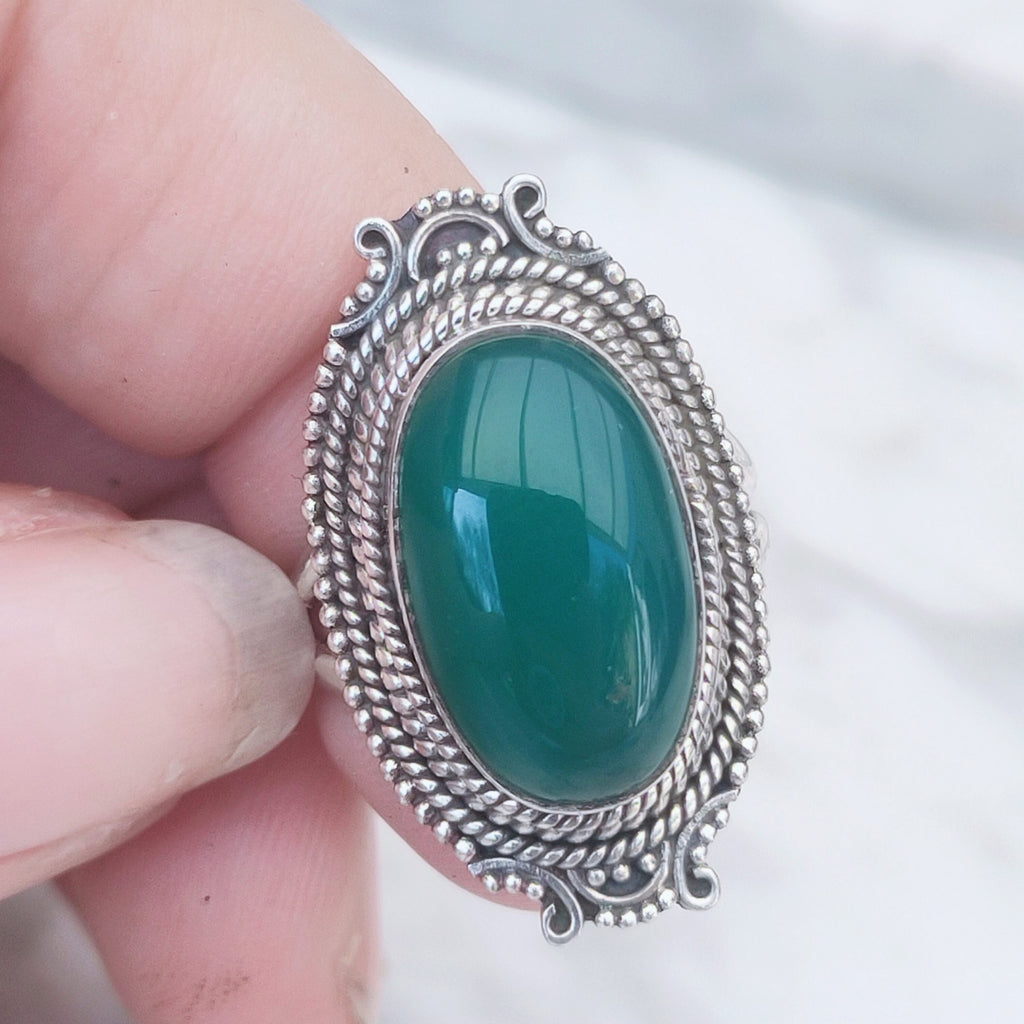 Ring | Sterling zilver & jade | maat 17,25 image 1