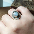 Ring Agni | Sterling zilver & regenboog maansteen | maat 16,5 image 0