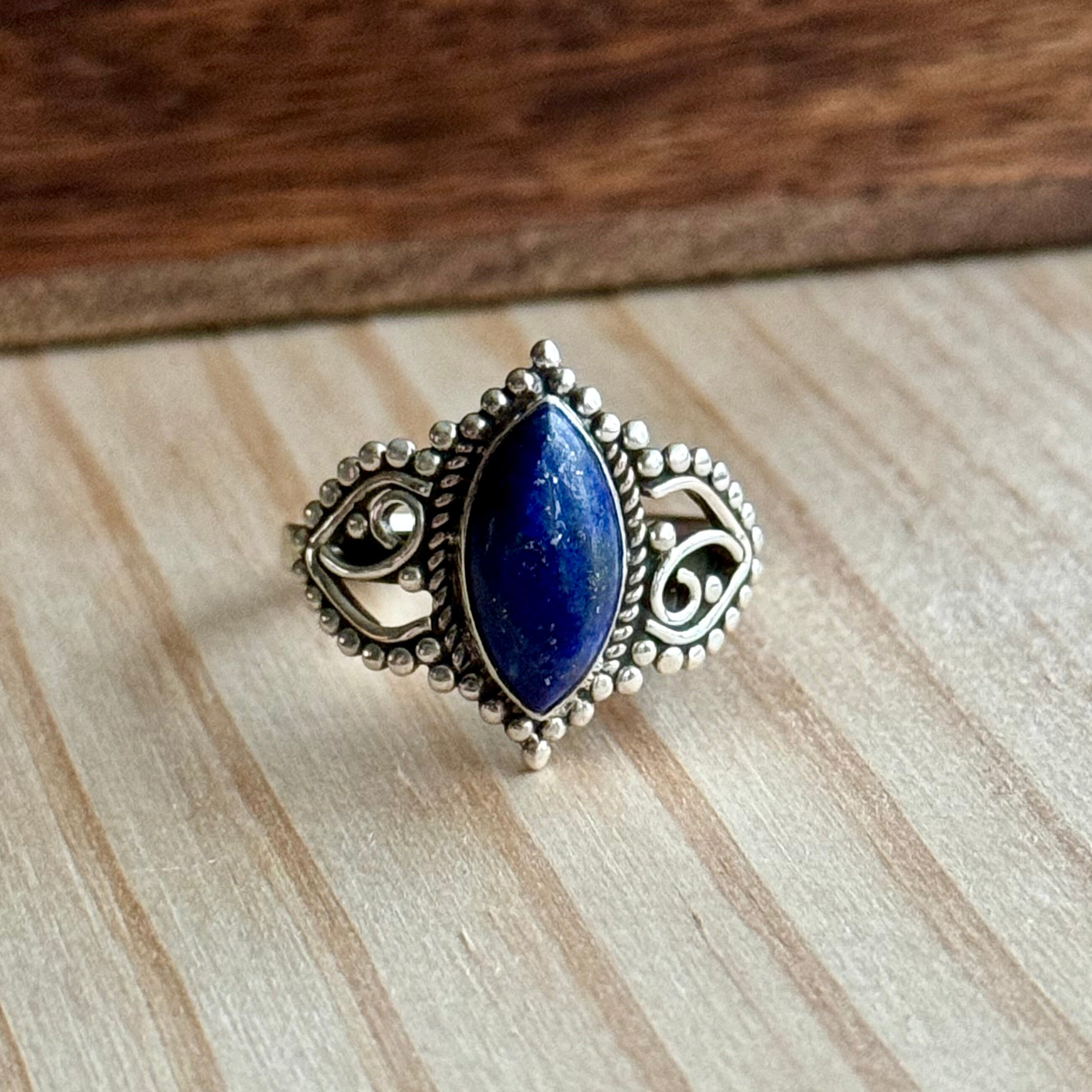 Ring | Sterling zilver & lapis lazuli | maat 17,75 image 0