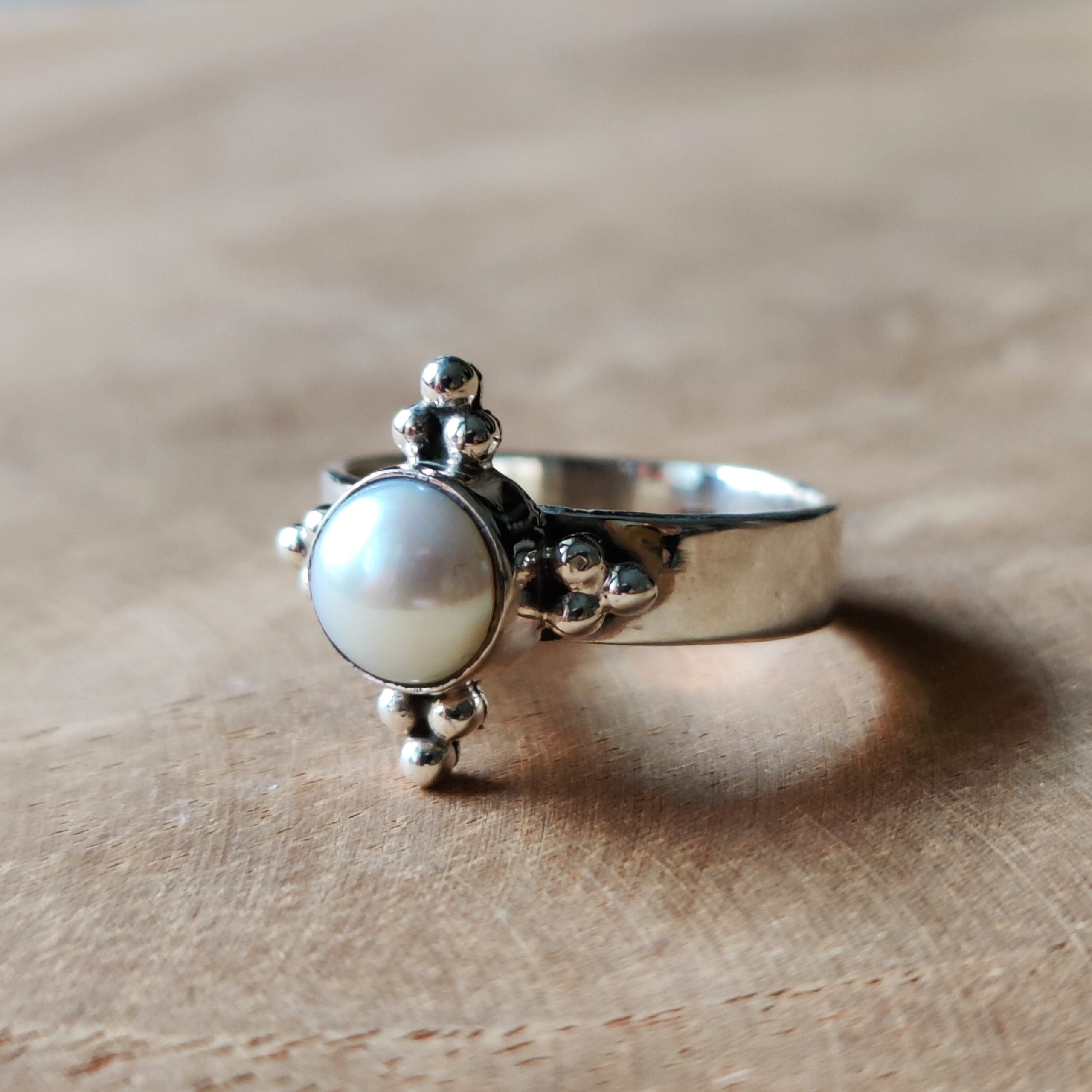 Ring Duniya | Sterling zilver & parel | maat 18 image 1