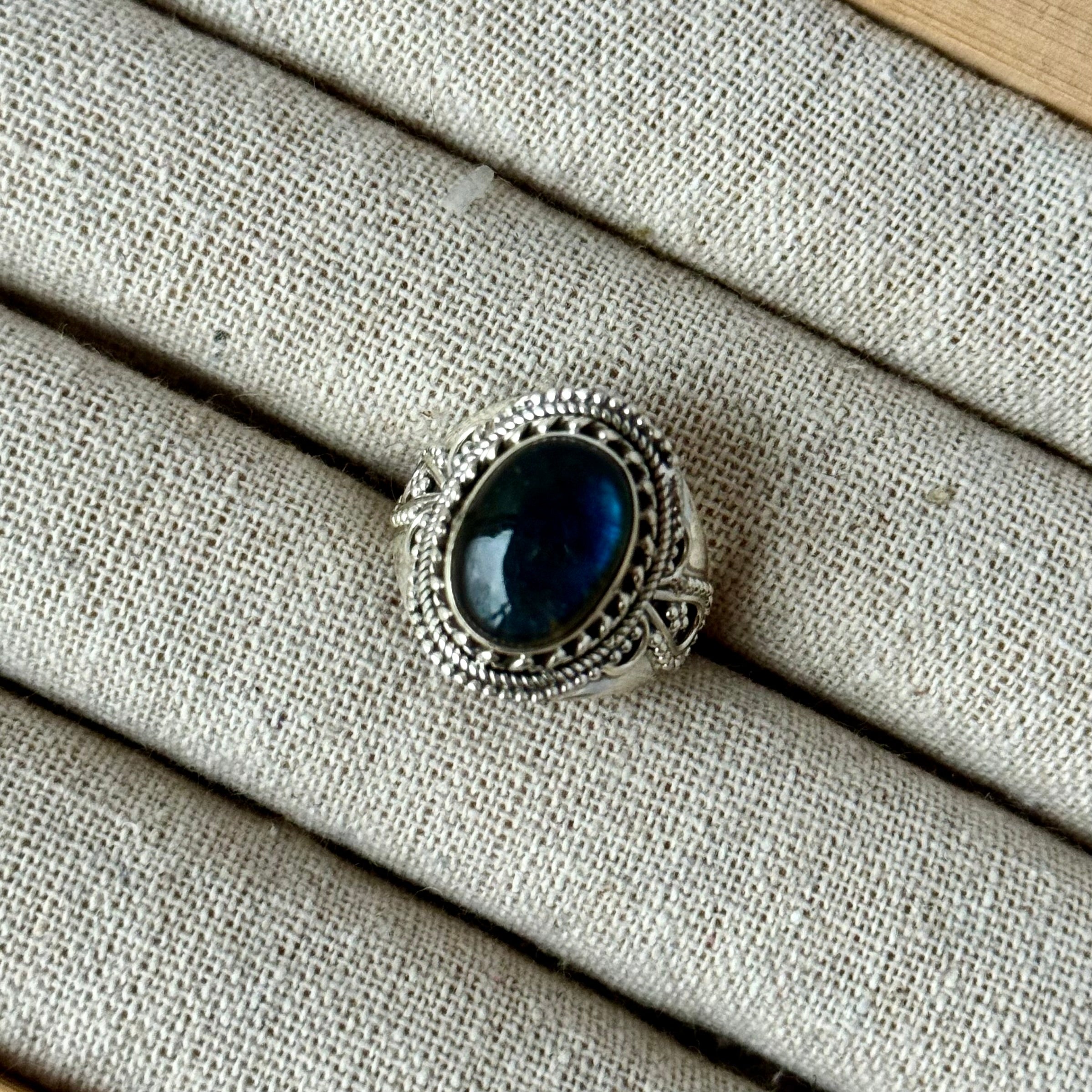 Ring | Sterling zilver & labradoriet | maat 19 image 2