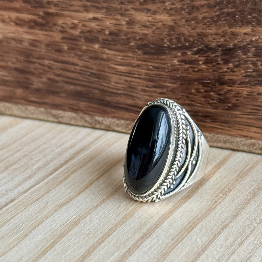 Ring | Sterling zilver & onyx | maat 16,75 image 0