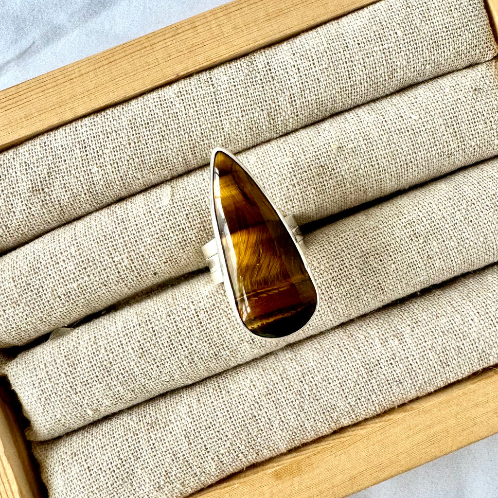 Ring | Sterling zilver & tijgeroog | maat 19,75 image 1