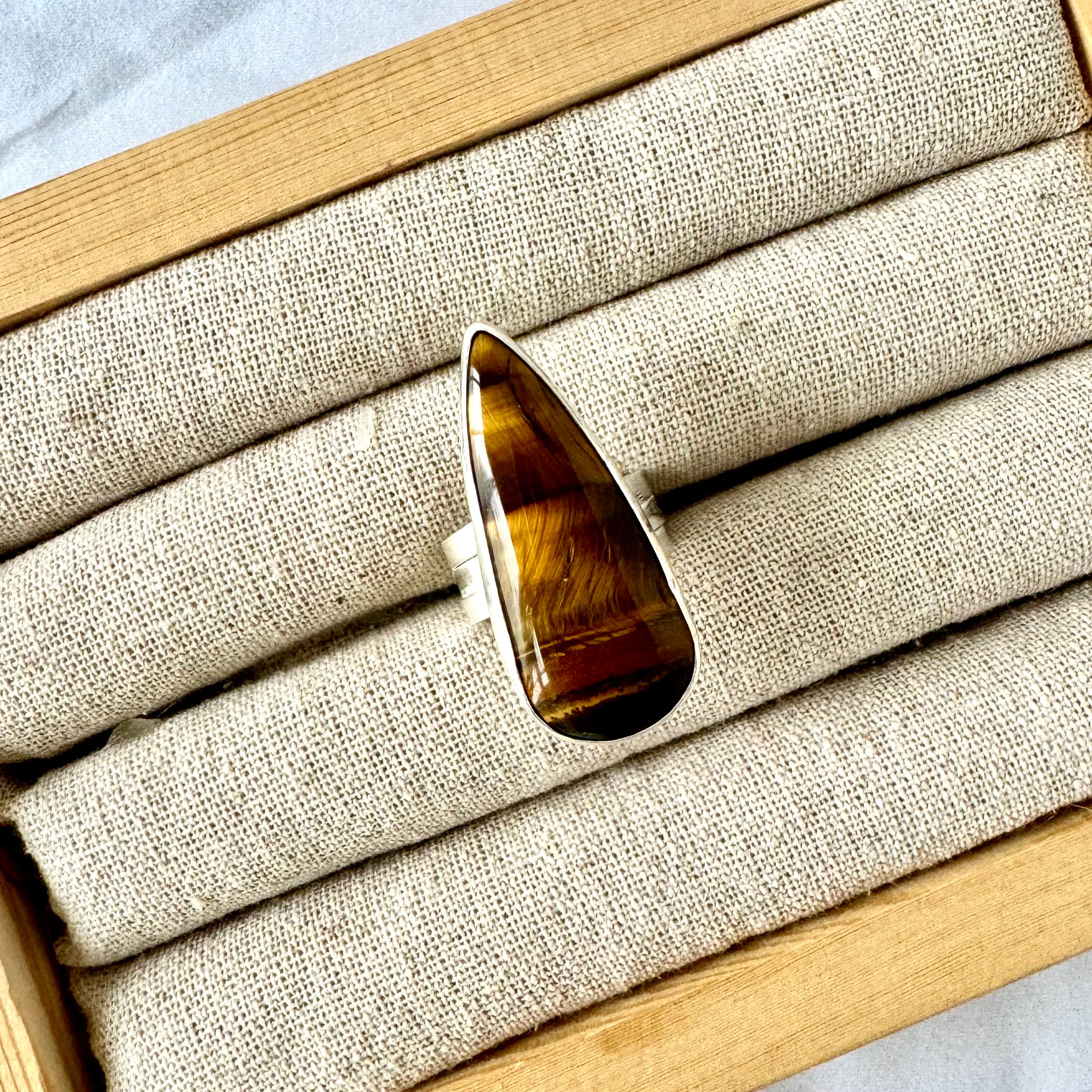 Ring | Sterling zilver & tijgeroog | maat 19,75 image 1