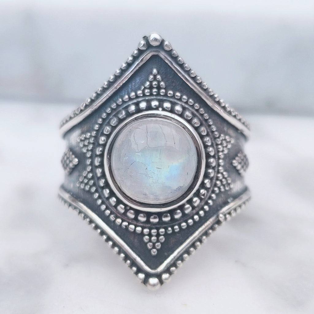 Ring Gajner | Sterling zilver & maansteen | maat 17,5 image 0