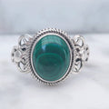 Ring | Sterling zilver & malachiet | maat 17,25 image 0