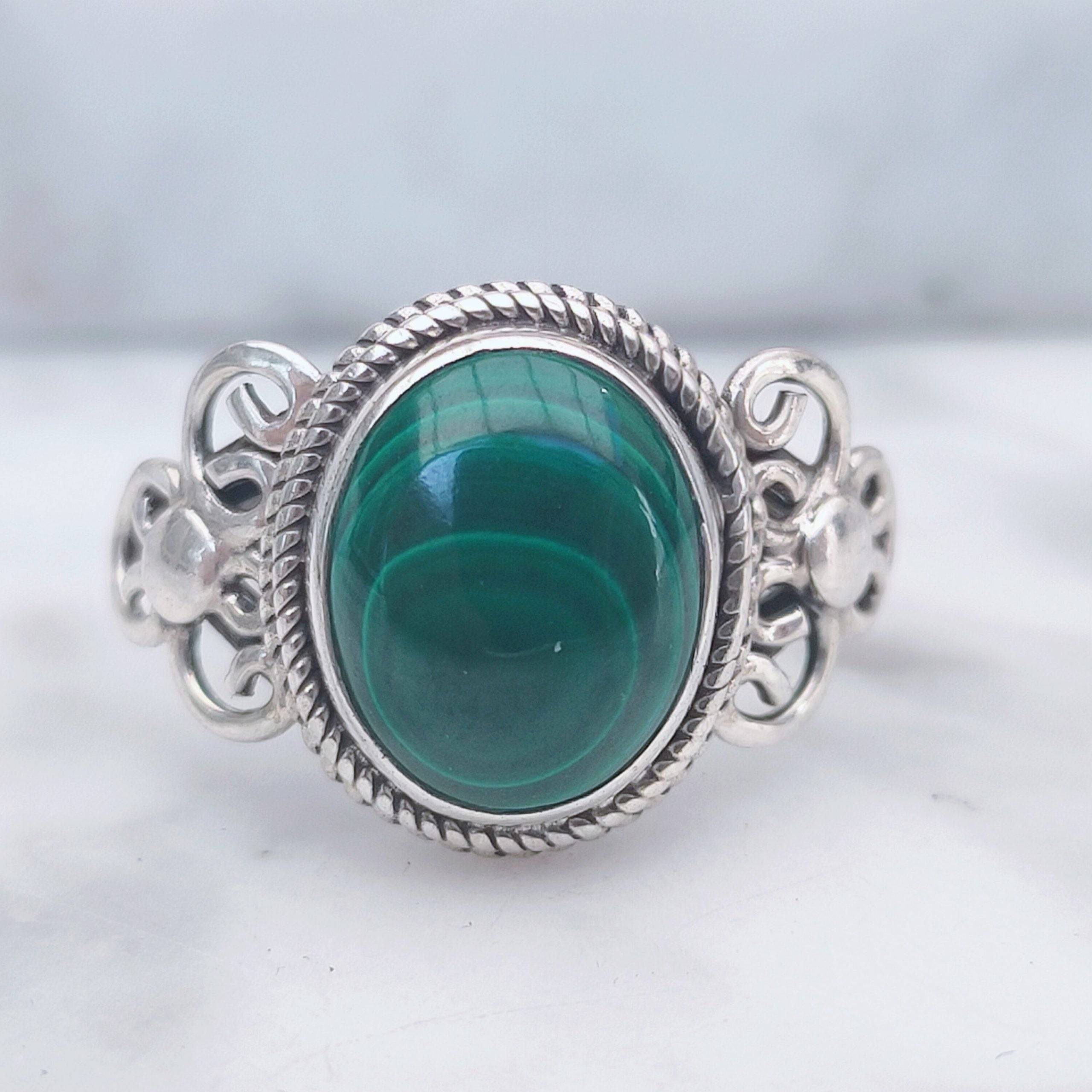 Ring | Sterling zilver & malachiet | maat 17,25 image 0