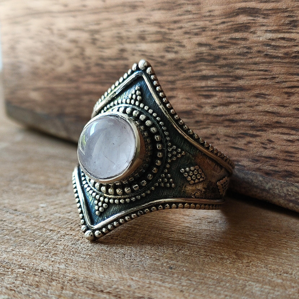 Ring Gajner | Sterling zilver & rozenkwarts | maat 18,5 image 2