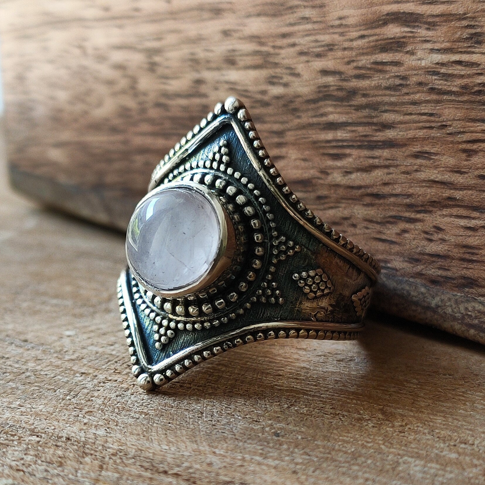Ring Gajner | Sterling zilver & rozenkwarts | maat 18,5 image 2