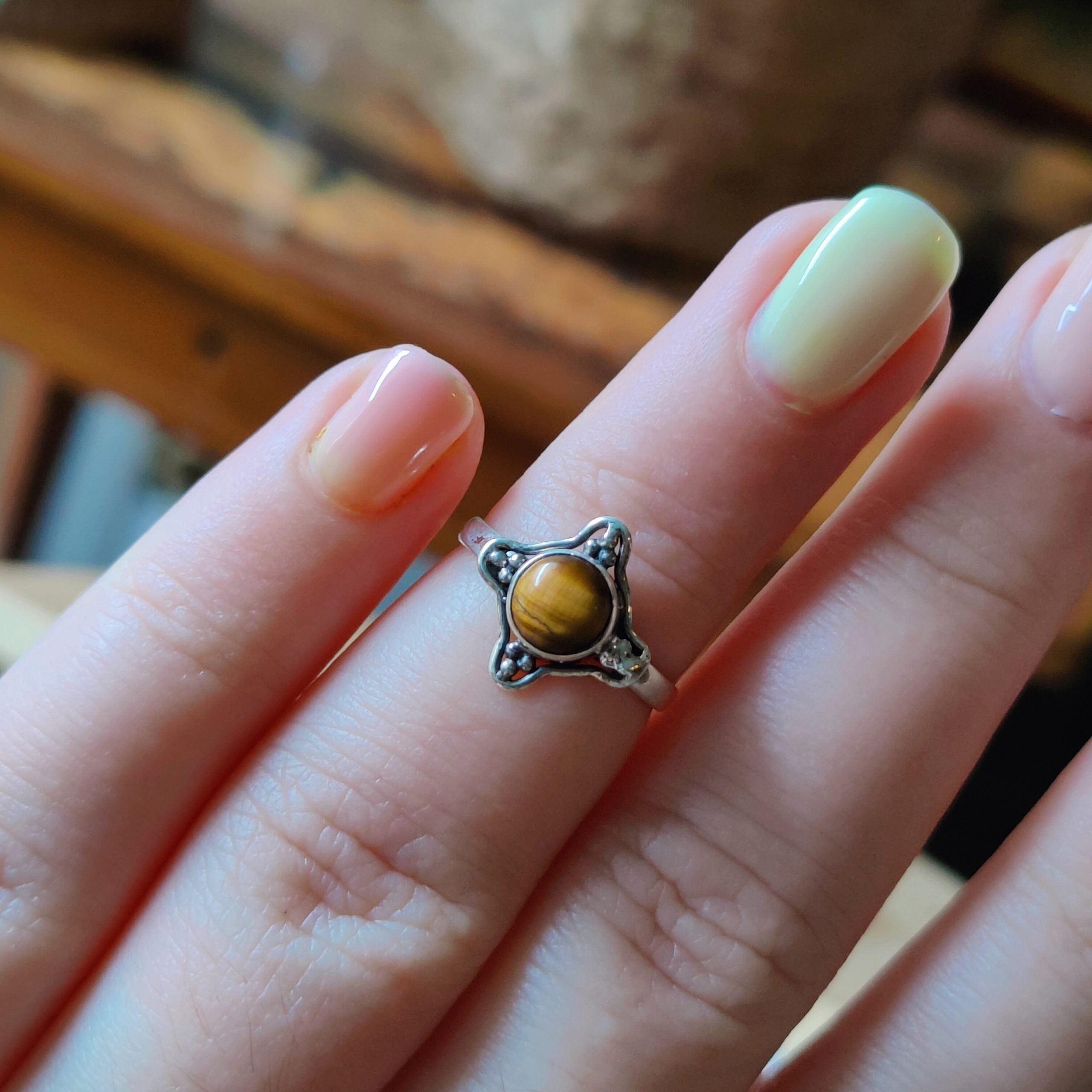 Ring | Sterling zilver & tijgeroog | maat 15,5 image 2