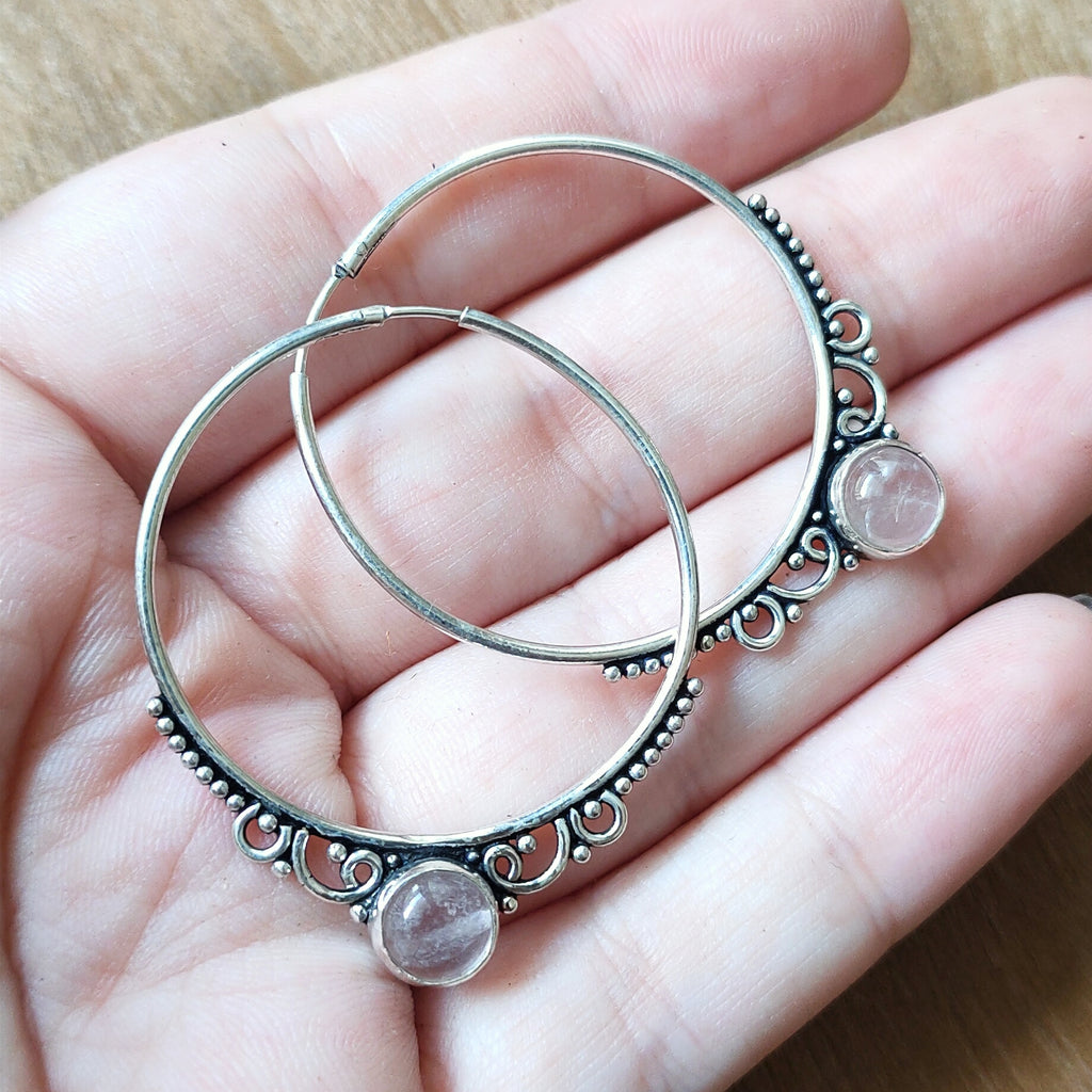 Hoops | Sterling zilver & rozenkwarts image 0