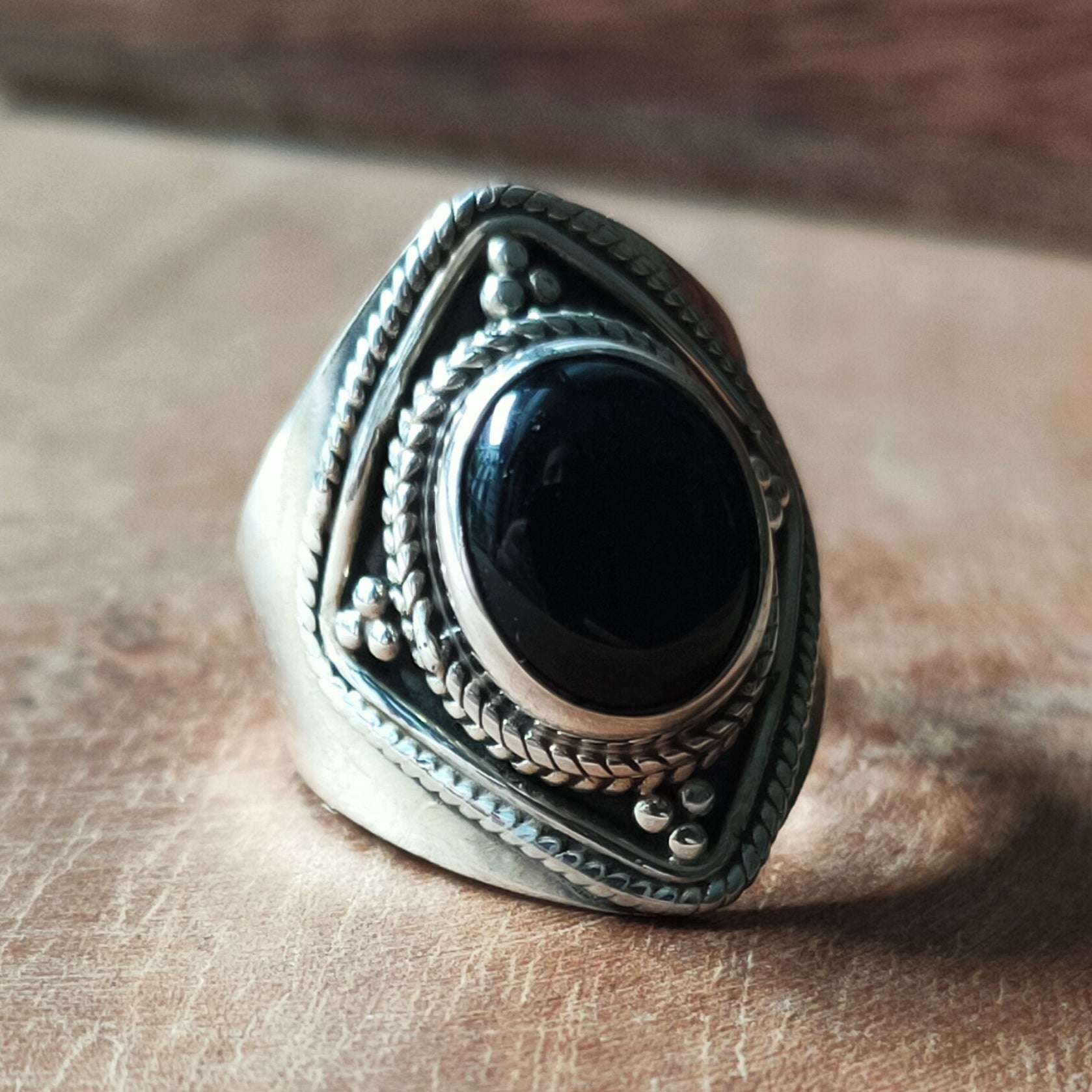 Ring Agni | Sterling zilver & onyx| maat 15,75 image 1