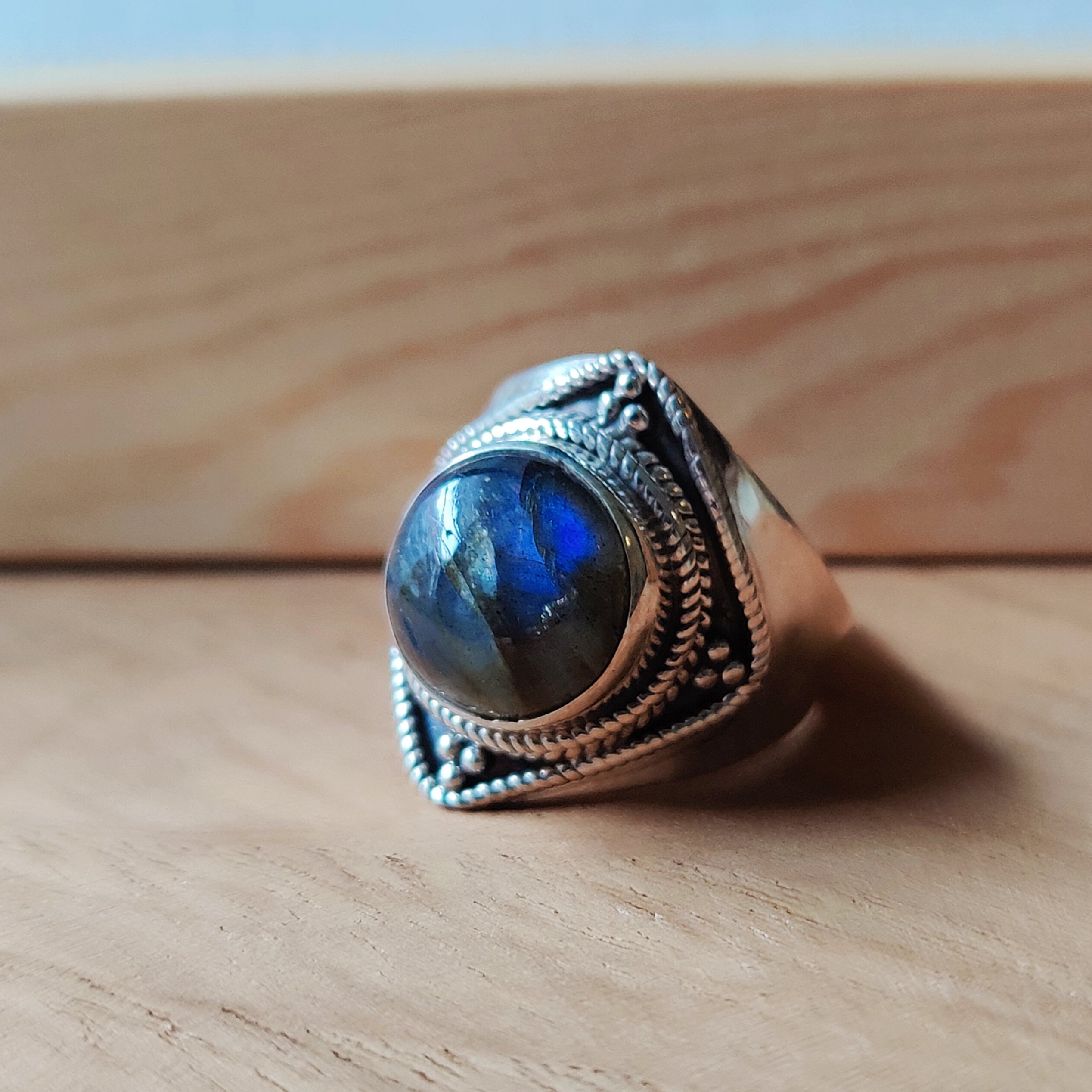 Ring | Sterling zilver & labradoriet | maat 18,5 image 0