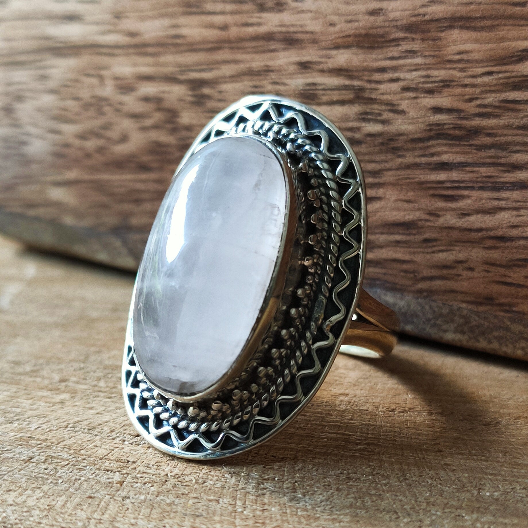 Ring | Sterling zilver & rozenkwarts | maat 17,75 image 2