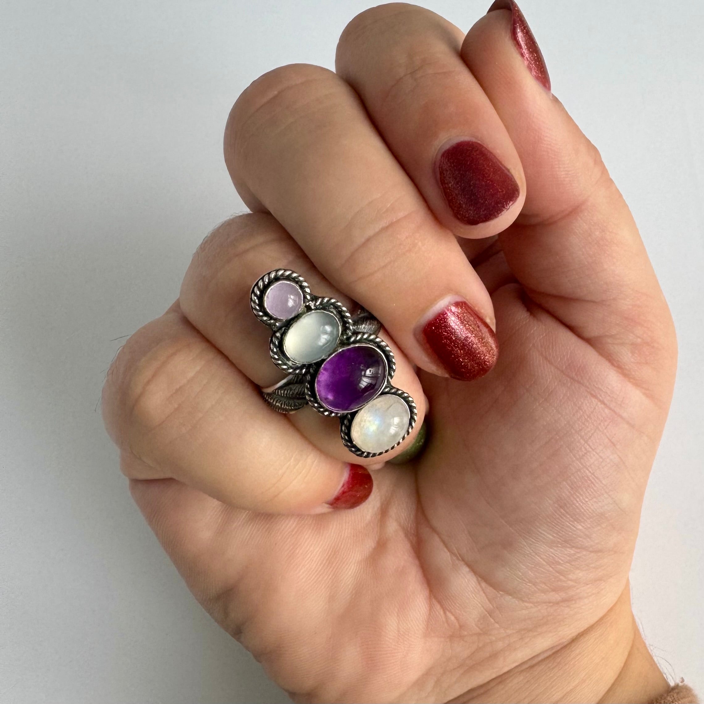 Ring Stacked purple | Sterling zilver & edelstenen | maat 18,5 | BY AIS image 3