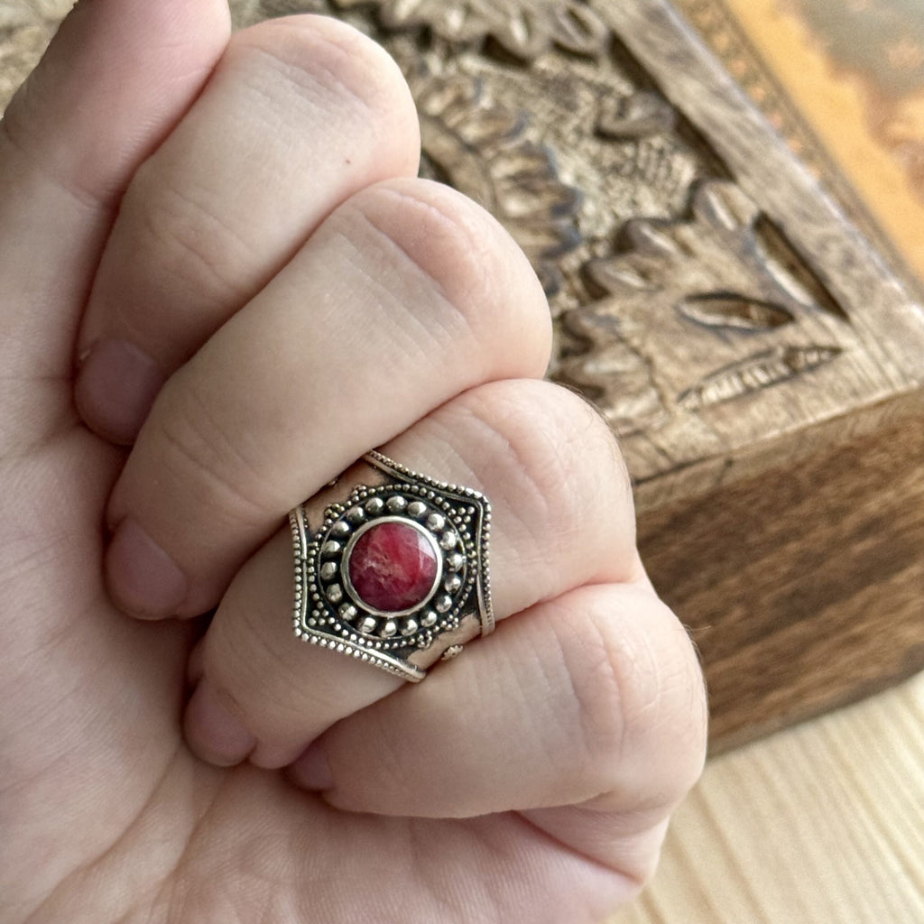 Ring | Sterling zilver & robijn | maat 19 image 3