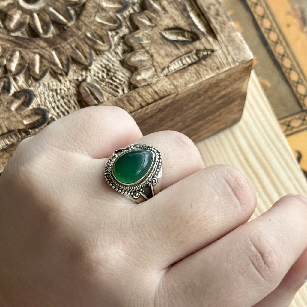 Ring | Sterling zilver & groene chalcedoon | maat 19,25 image 5