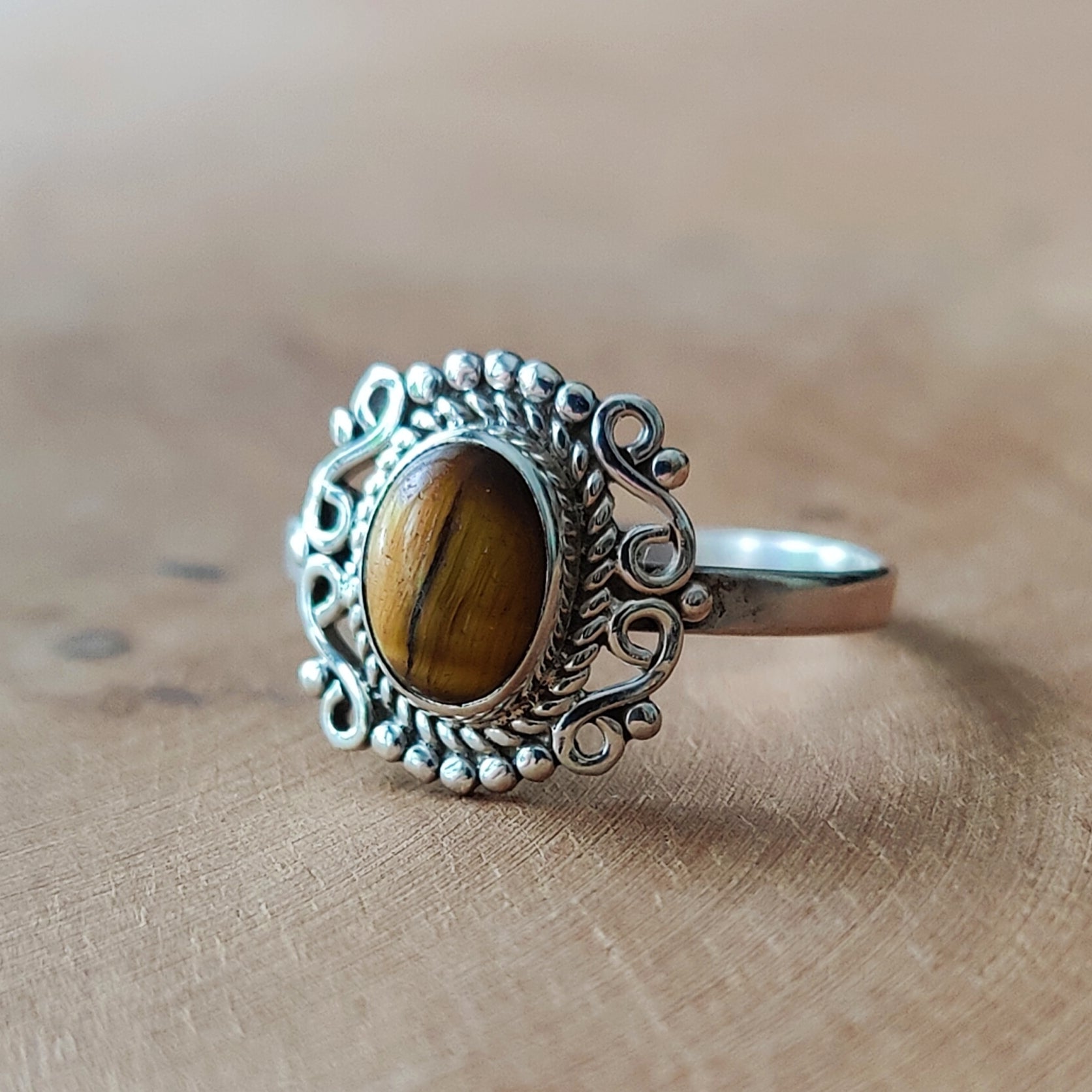Ring | Sterling zilver & tijgeroog | maat 19 image 3