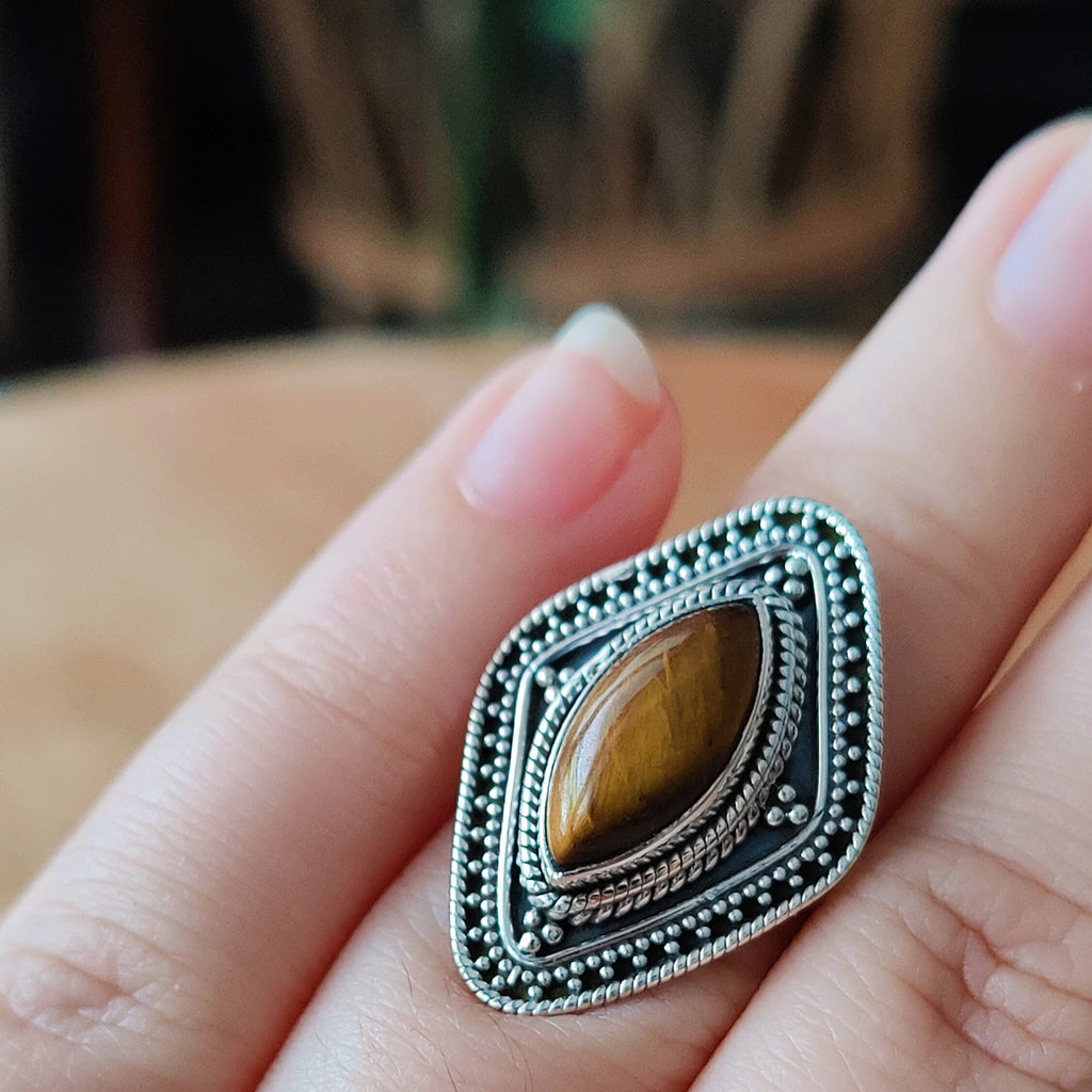 Ring | Sterling zilver & tijgeroog | maat 17,75 image 0