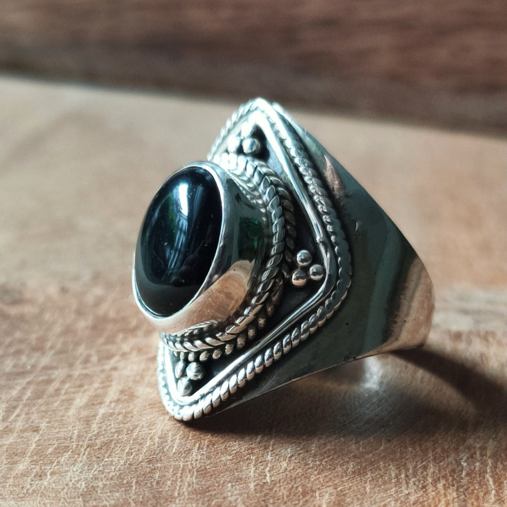 Ring Agni | Sterling zilver & onyx| maat 15,75 image 0