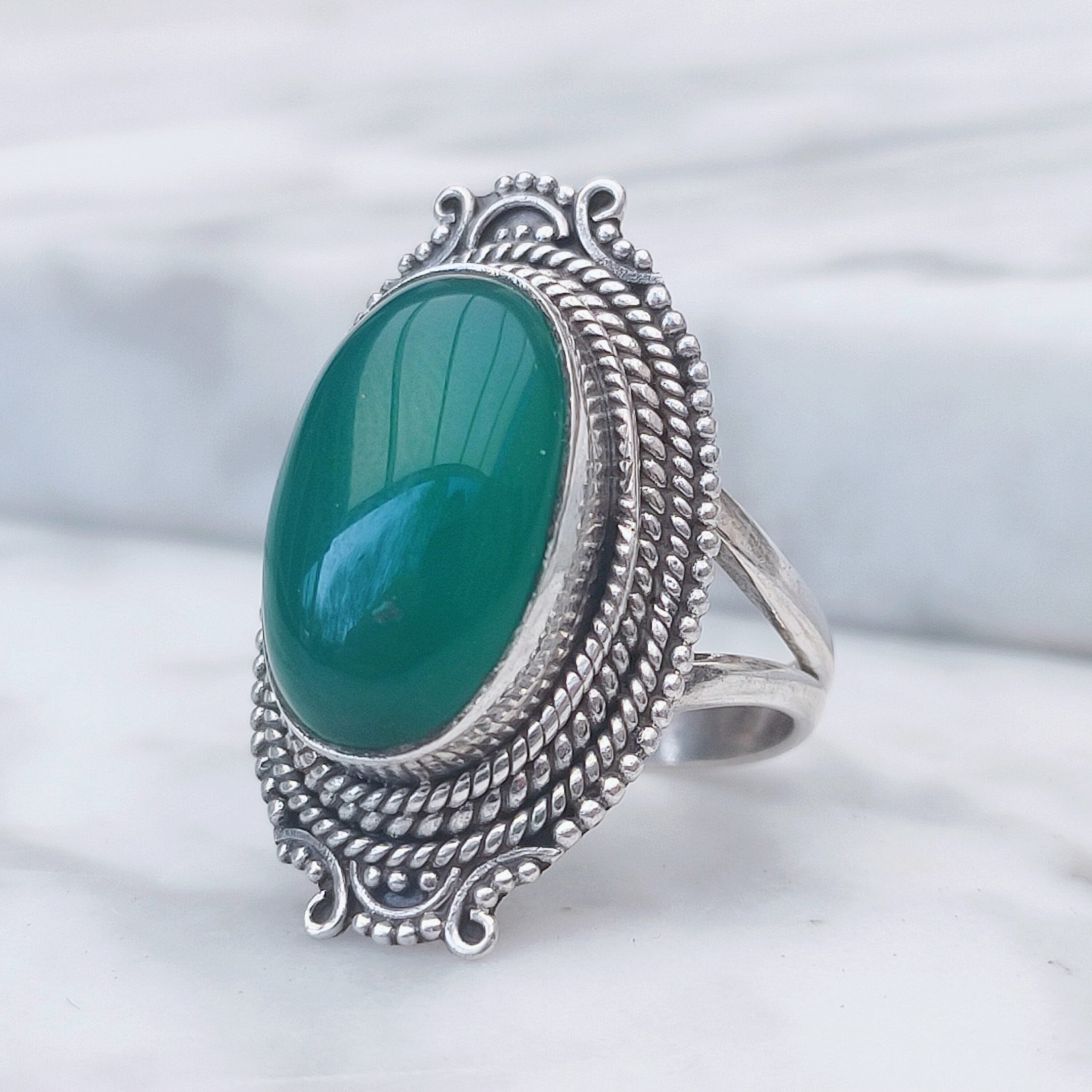 Ring | Sterling zilver & jade | maat 17,25 image 0