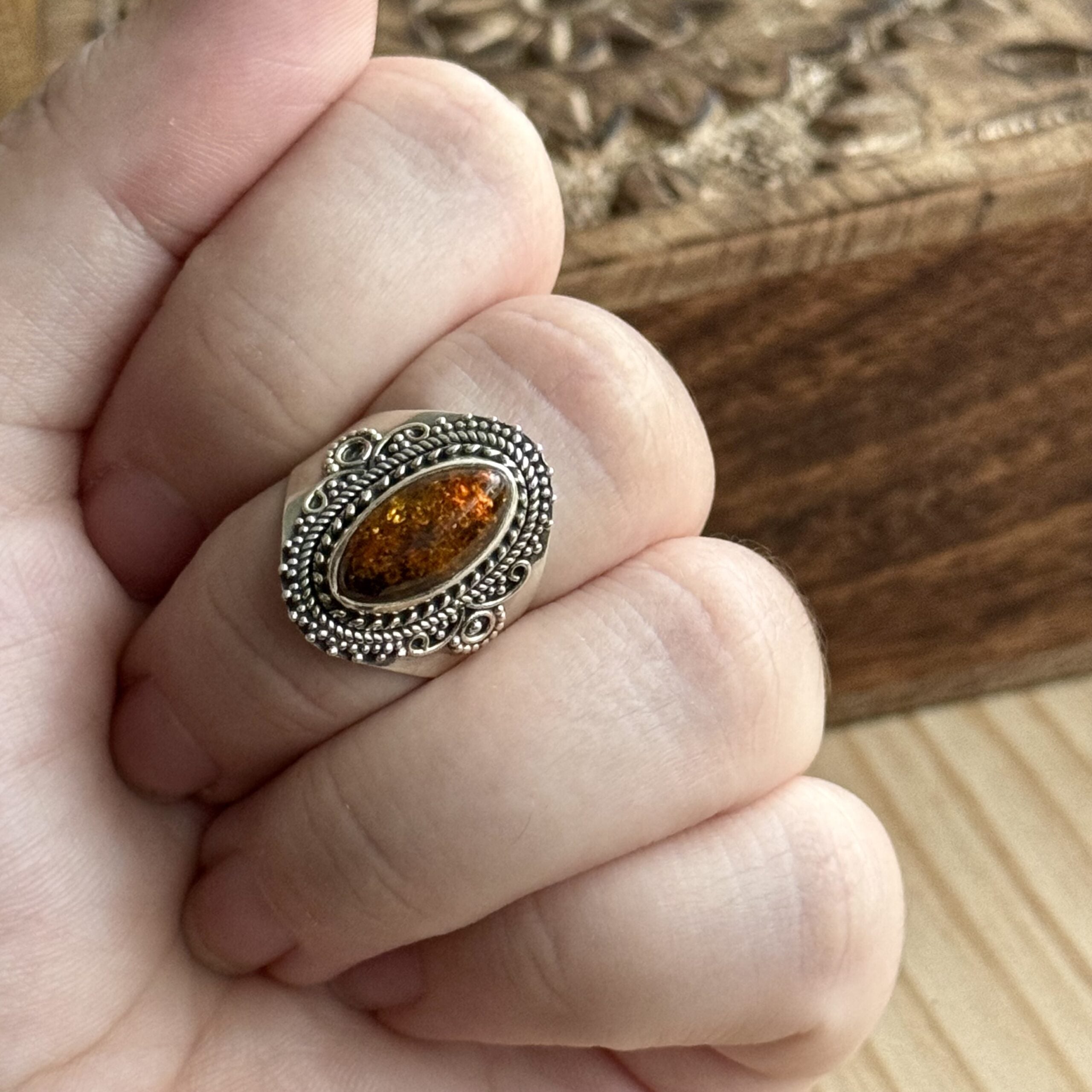 Ring | Sterling zilver & amber | maat 17,75 image 4