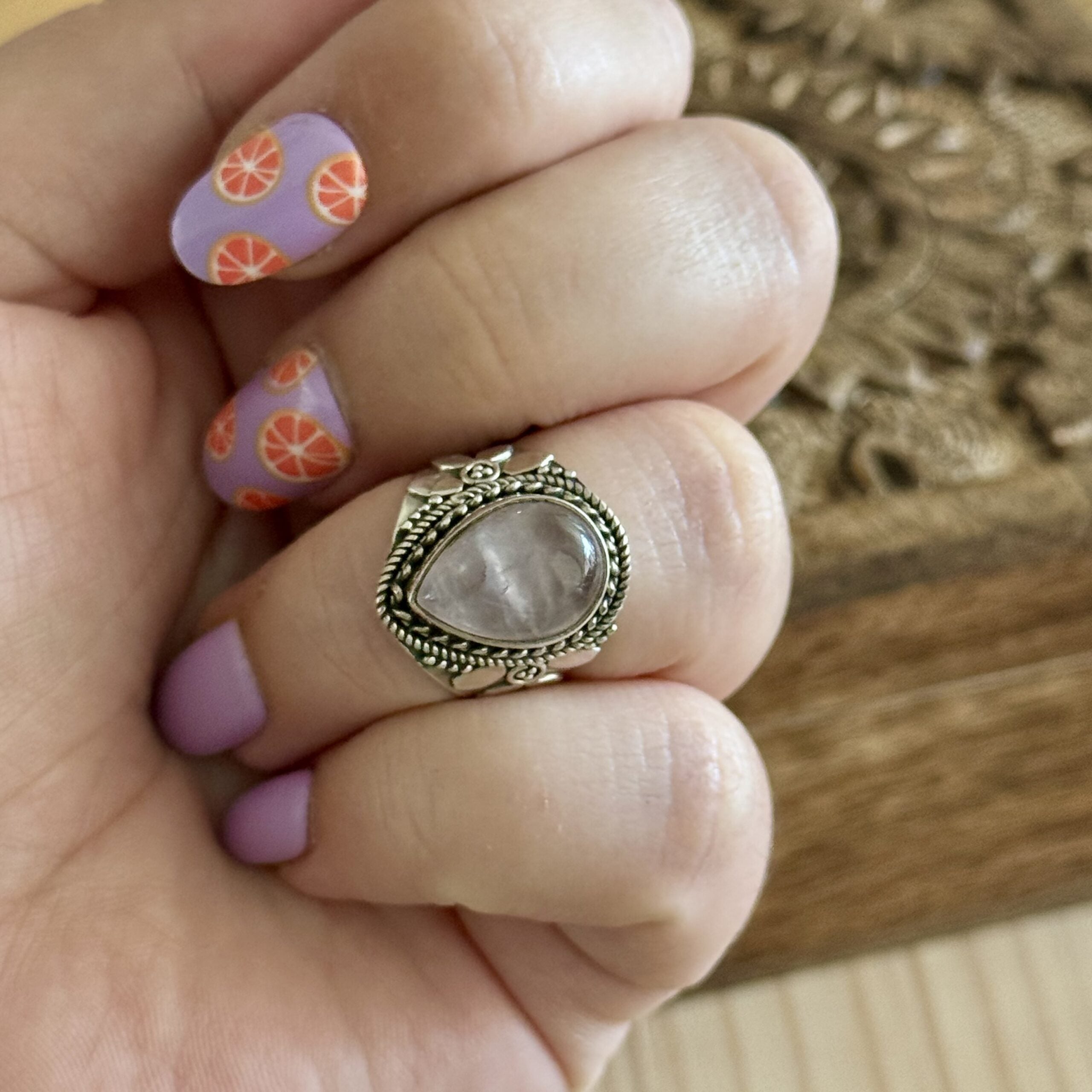 Ring | Sterling zilver & rozenkwarts | maat 16,75 image 2