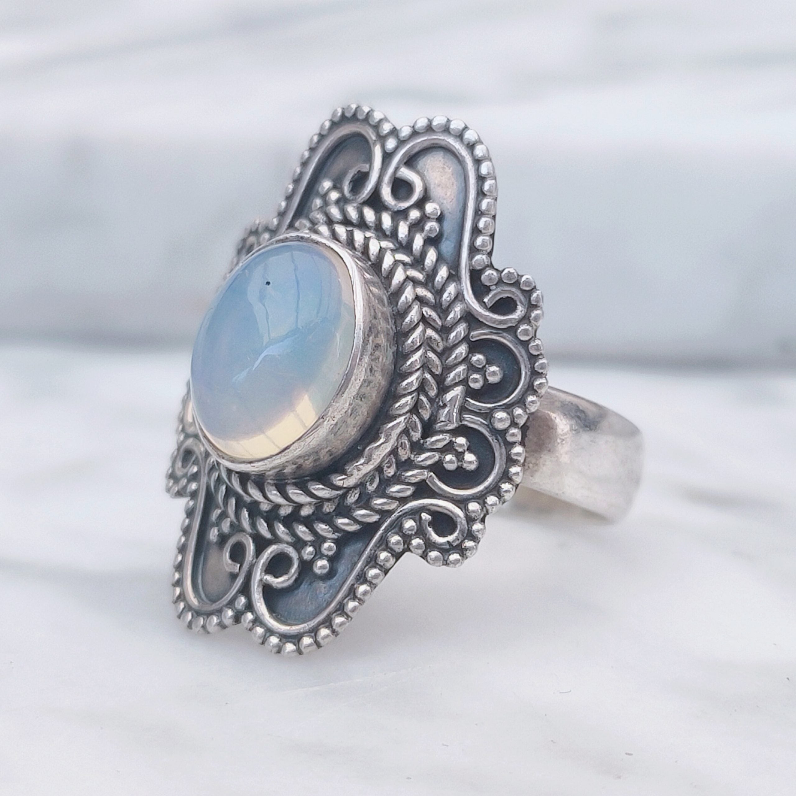 Ring | Sterling zilver & opaal | maat 17,5 image 1