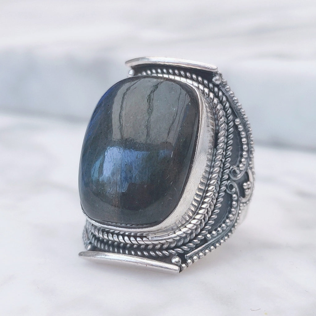 Ring | Sterling zilver & labradoriet | maat 17,5 image 4
