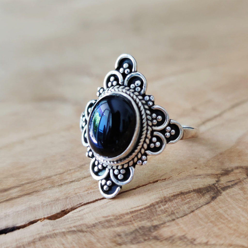 Ring | Sterling zilver & onyx | maat 16,5 image 1