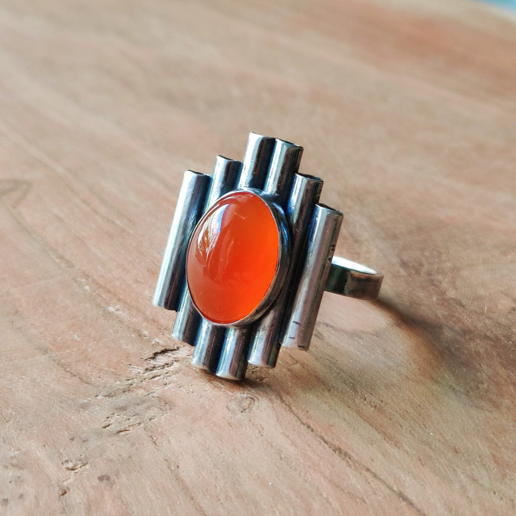 Ring | Sterling zilver & carneool | maat 18,5 | BY AIS image 5