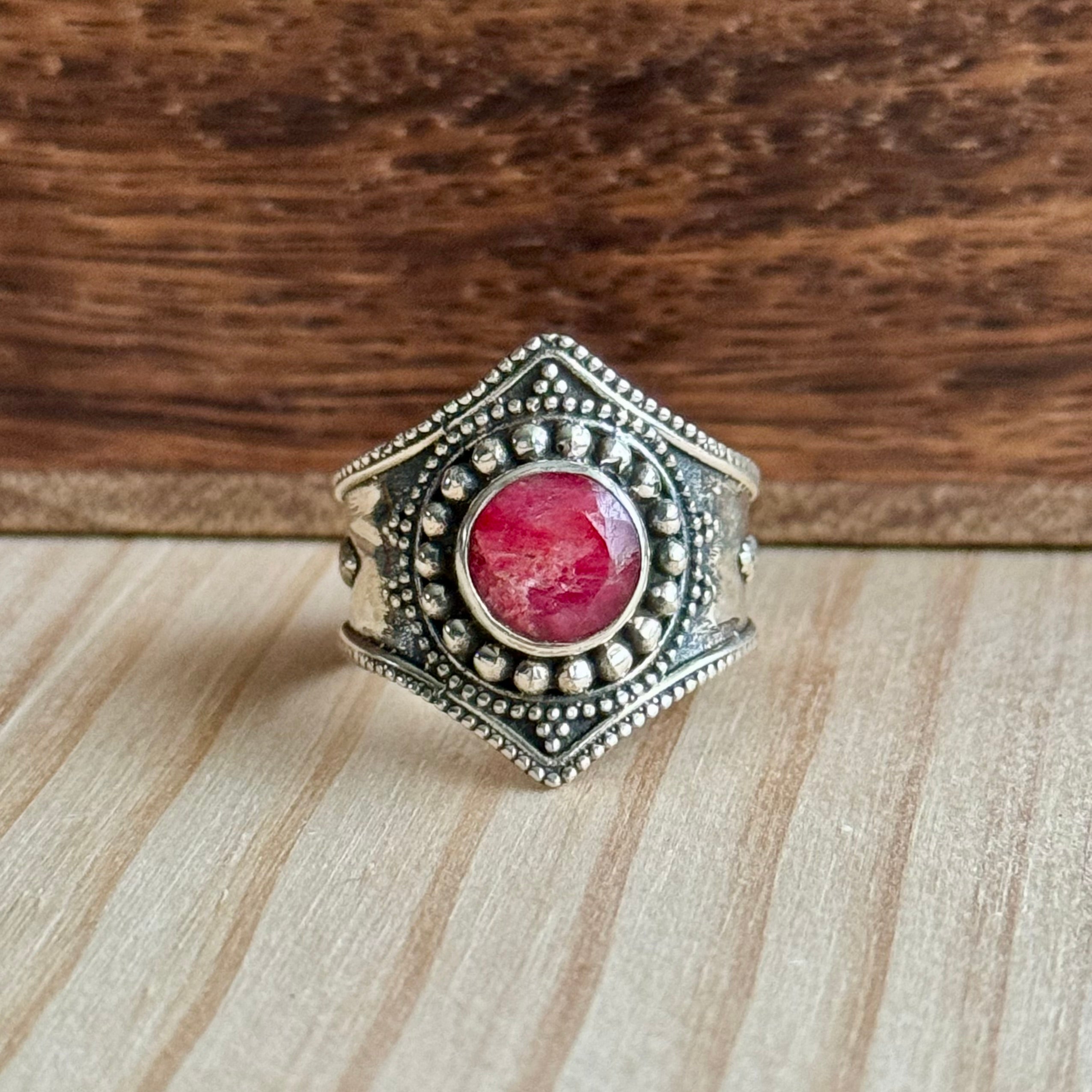 Ring | Sterling zilver & robijn | maat 19 image 0
