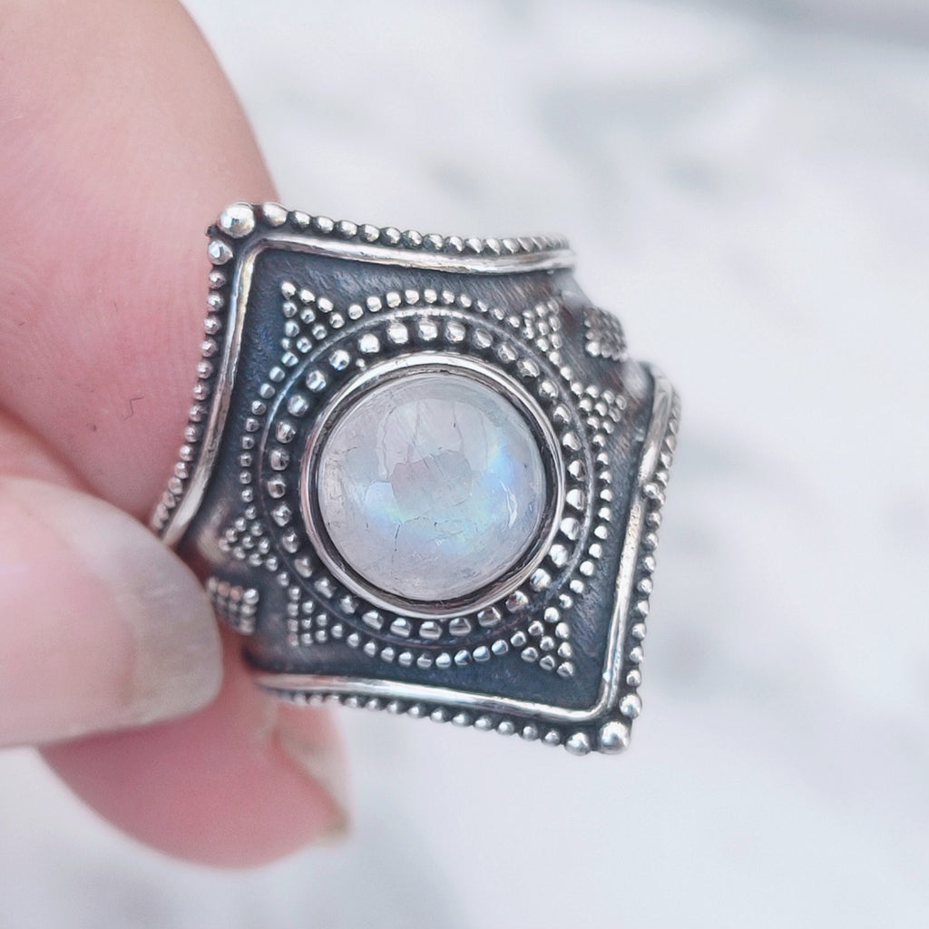Ring Gajner | Sterling zilver & maansteen | maat 17,5 image 1