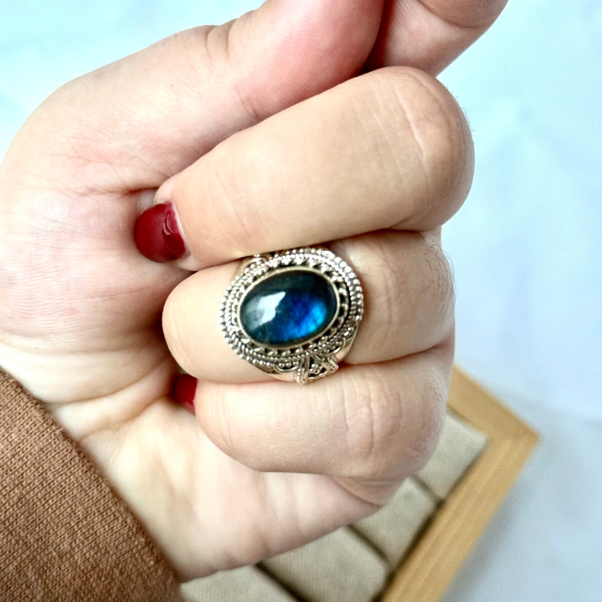 Ring | Sterling zilver & labradoriet | maat 19 image 0
