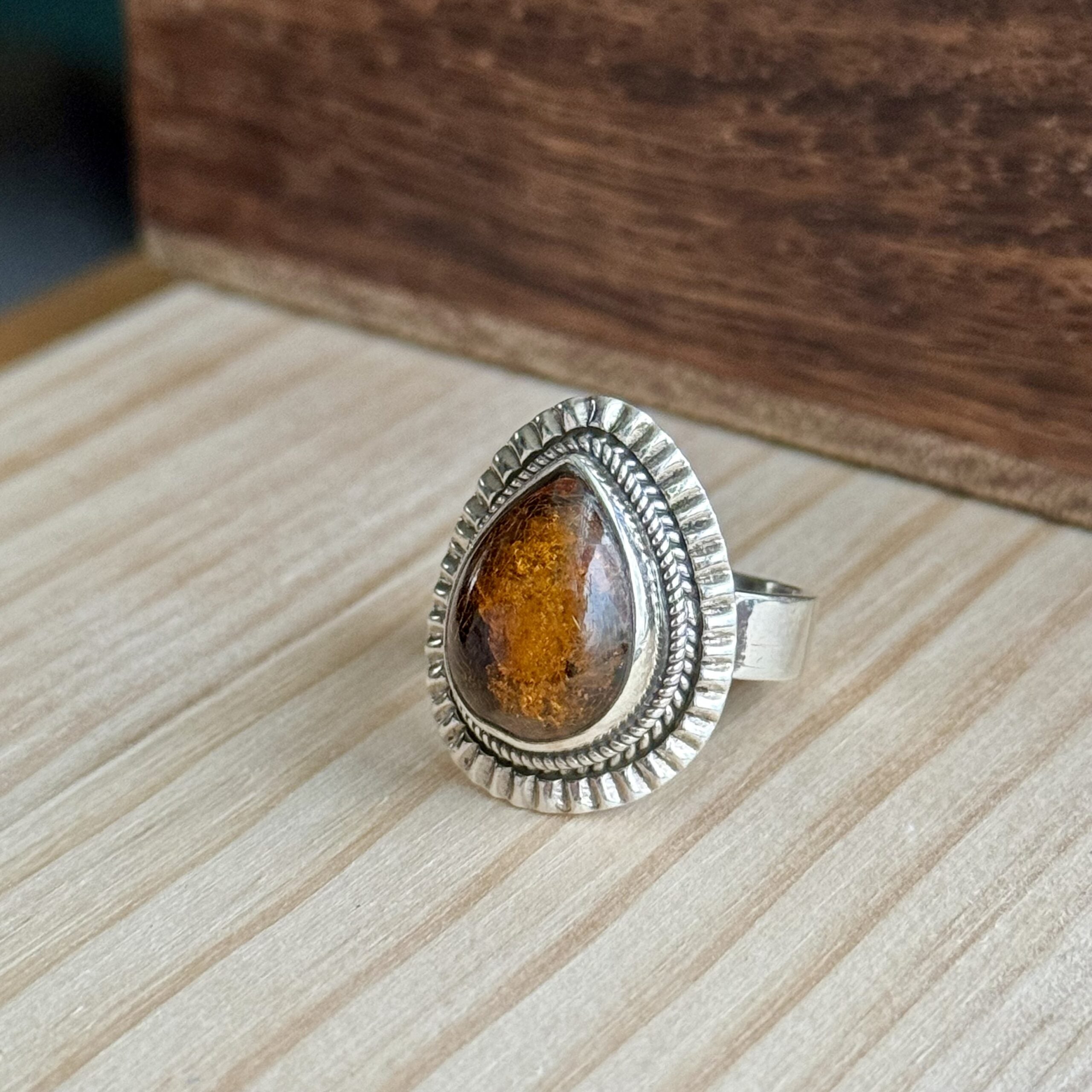 Ring | Sterling zilver & amber | maat 18 image 2