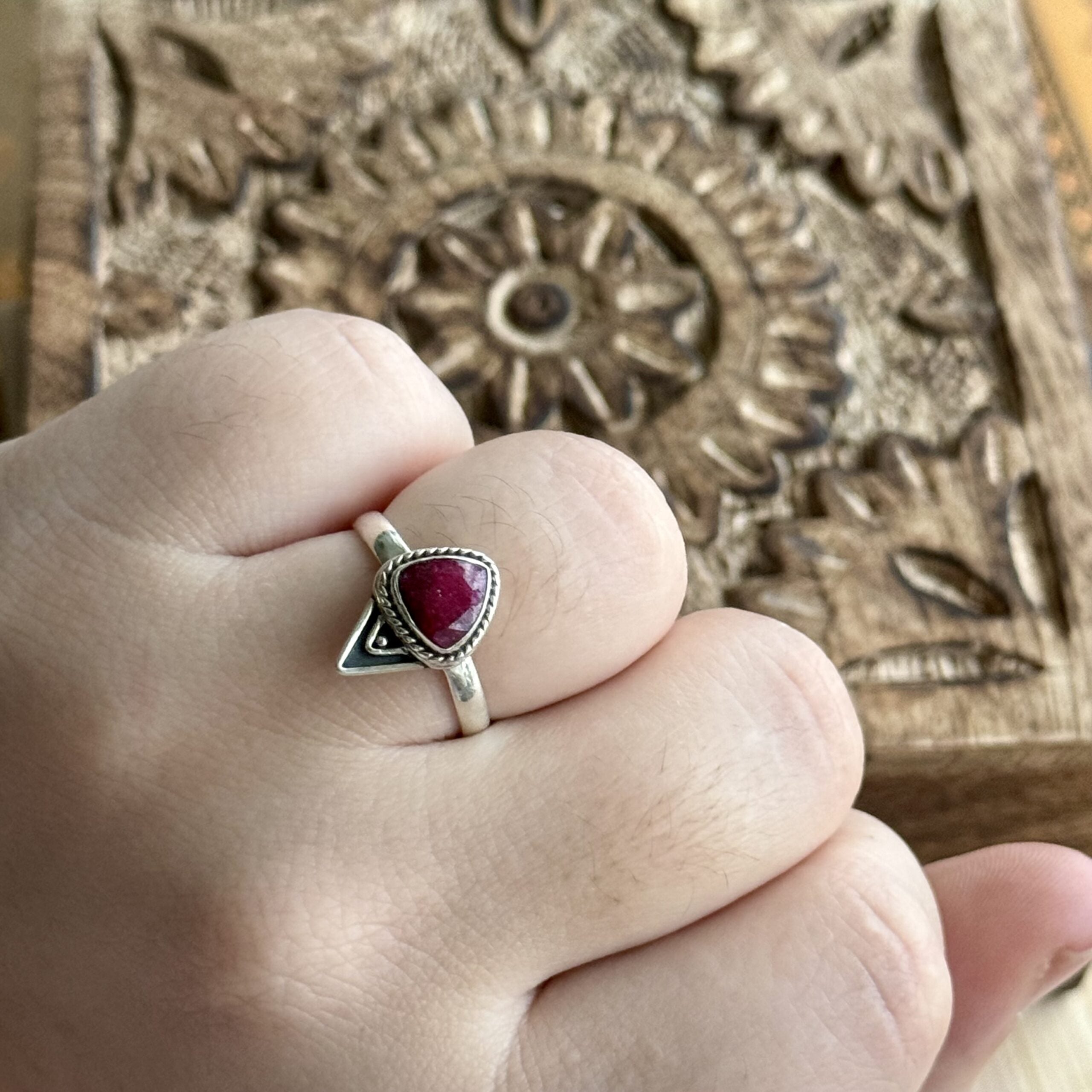 Ring | Sterling zilver & robijn | maat 18,75 image 0