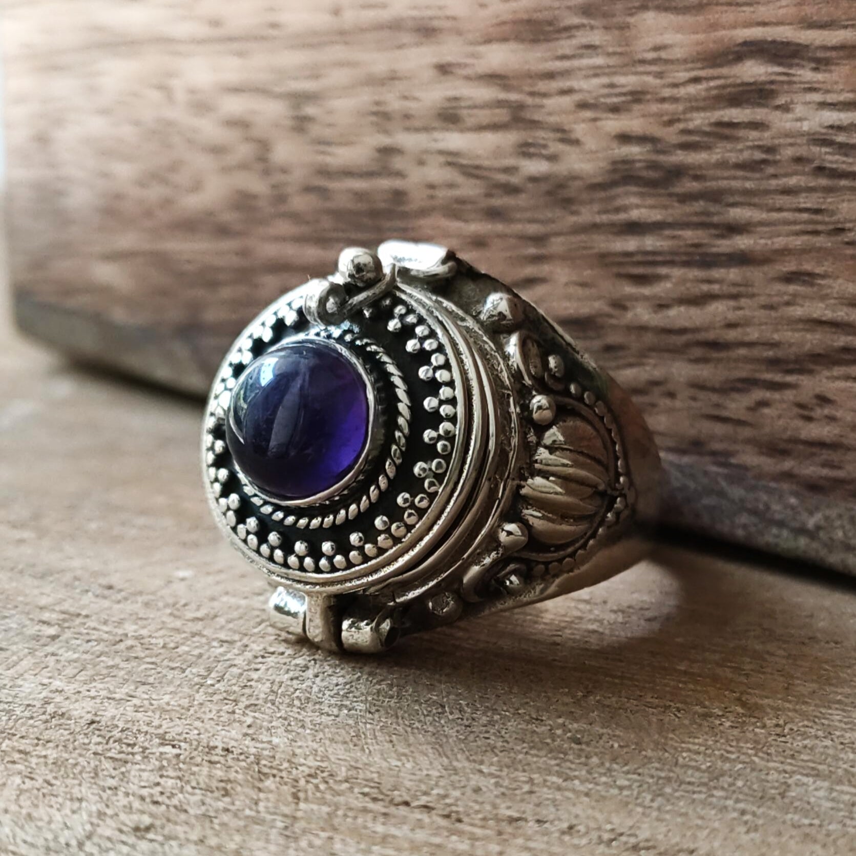Poison box ring | Sterling zilver & amethist | maat 17,5 image 0