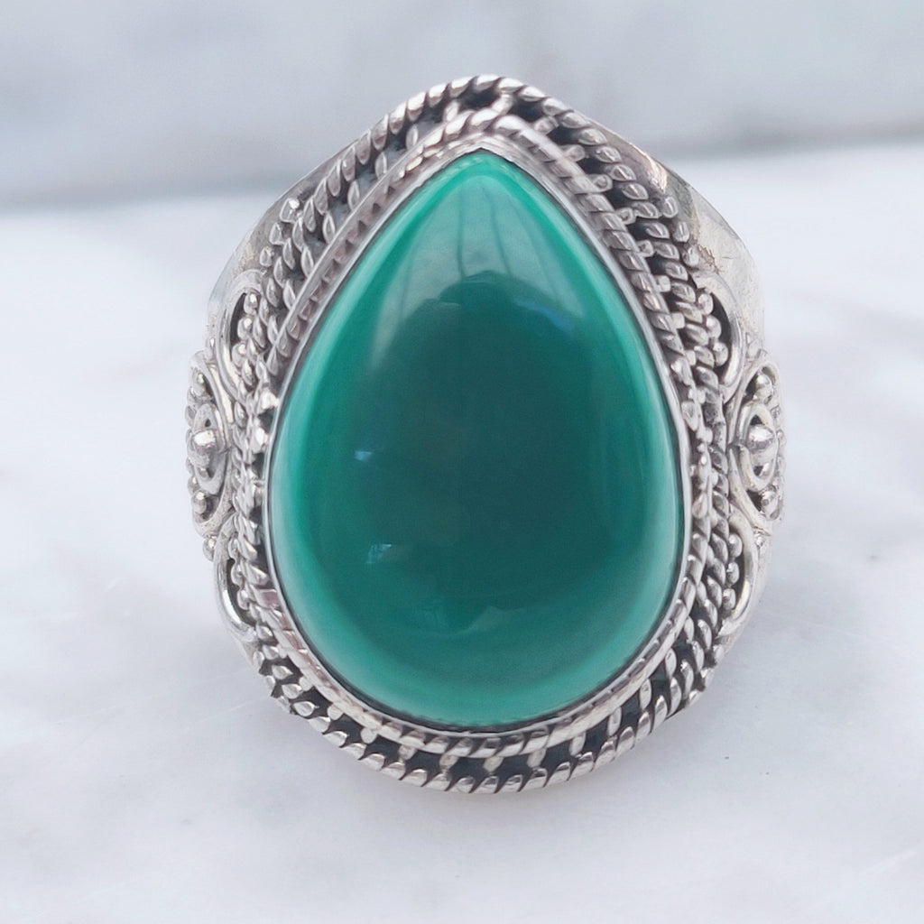 Ring | Sterling zilver & malachiet | maat 17,5 image 2