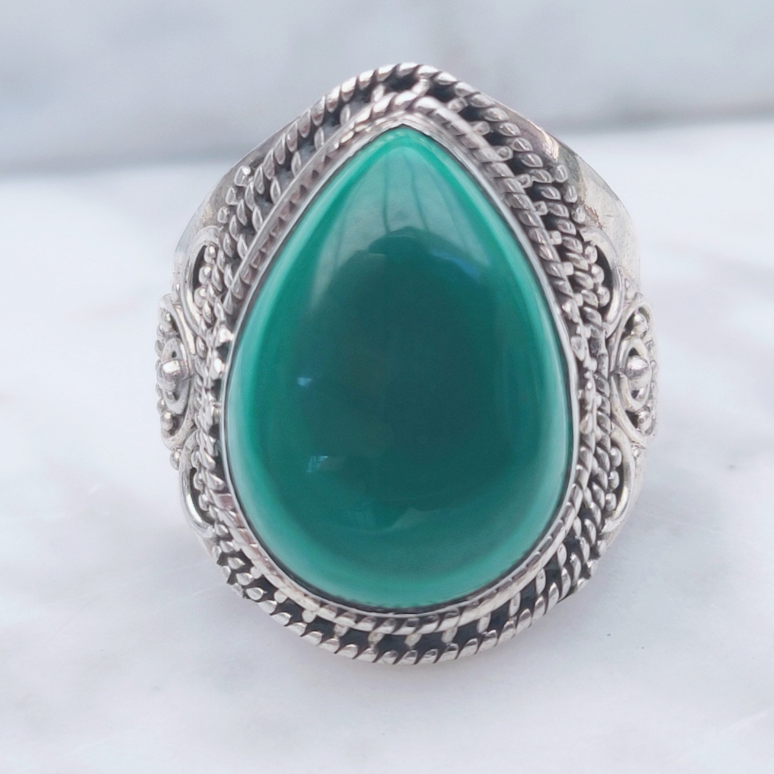 Ring | Sterling zilver & malachiet | maat 17,5 image 2