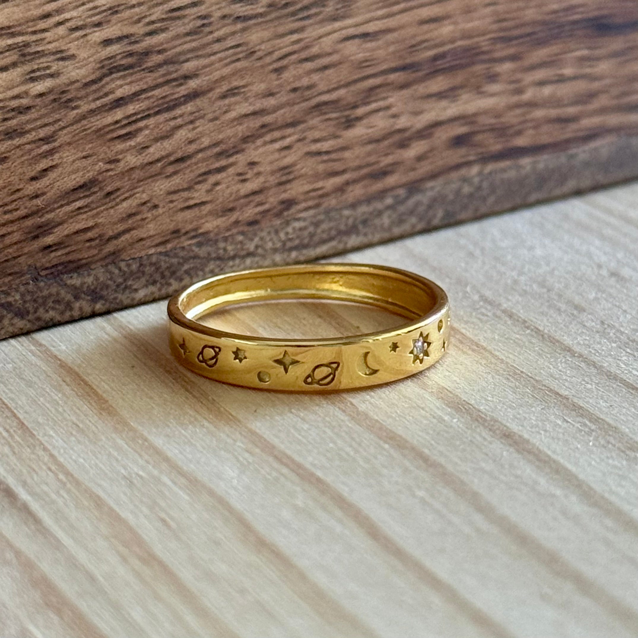 Ring Space | 14K verguld & zirconia | maat 18,25 image 1