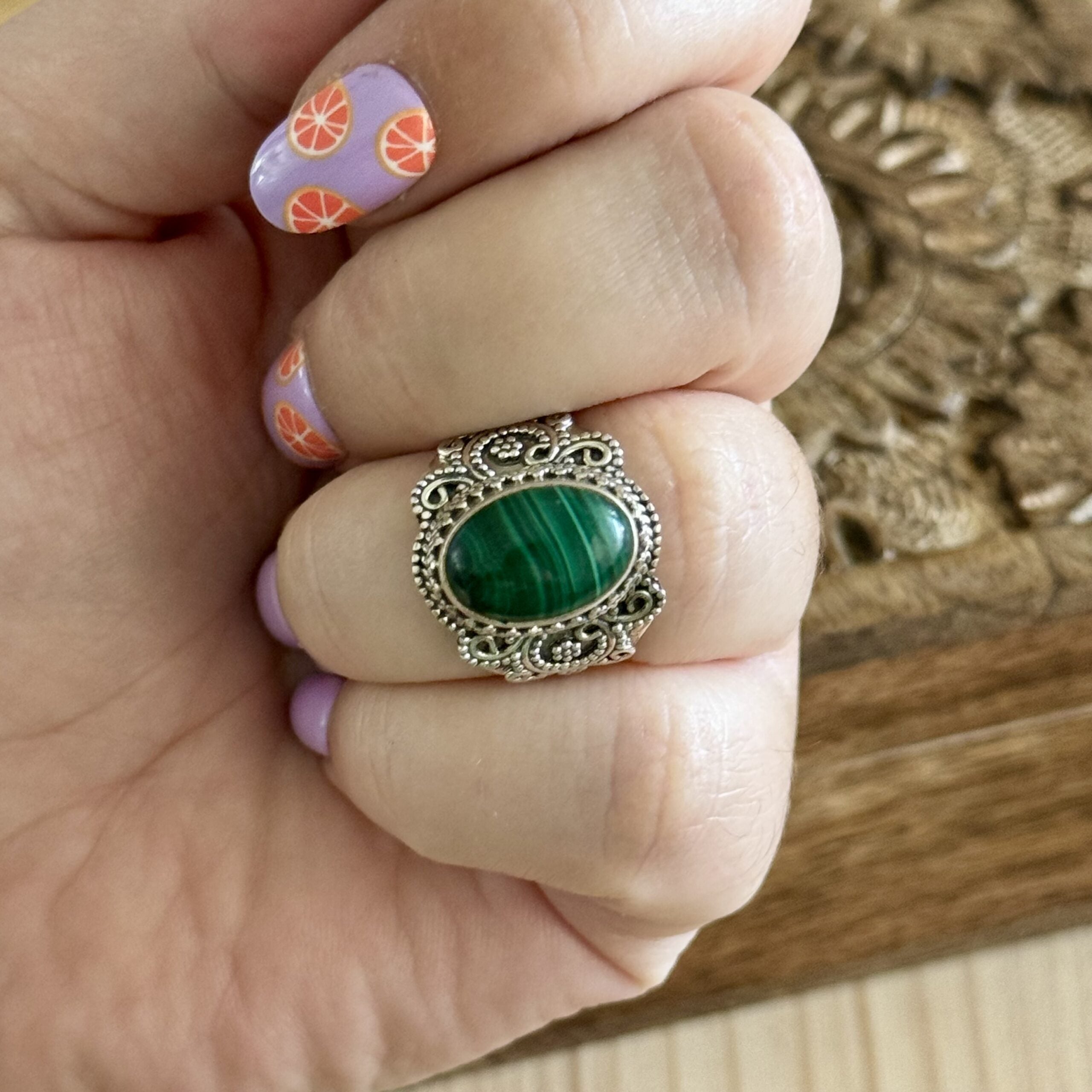 Ring | Sterling zilver & malachiet | maat 18,25 image 2
