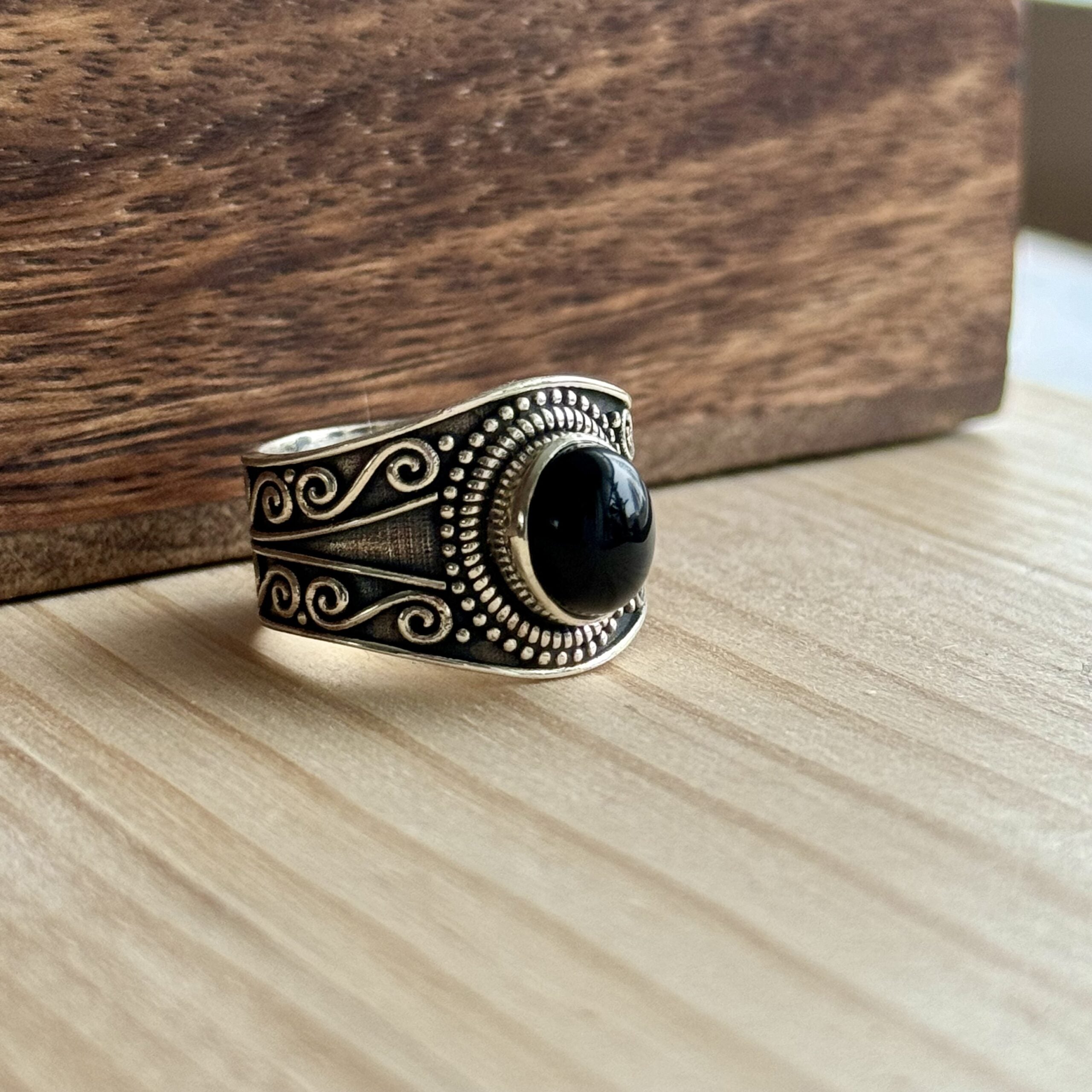 Ring | Sterling zilver & onyx | maat 19 image 2