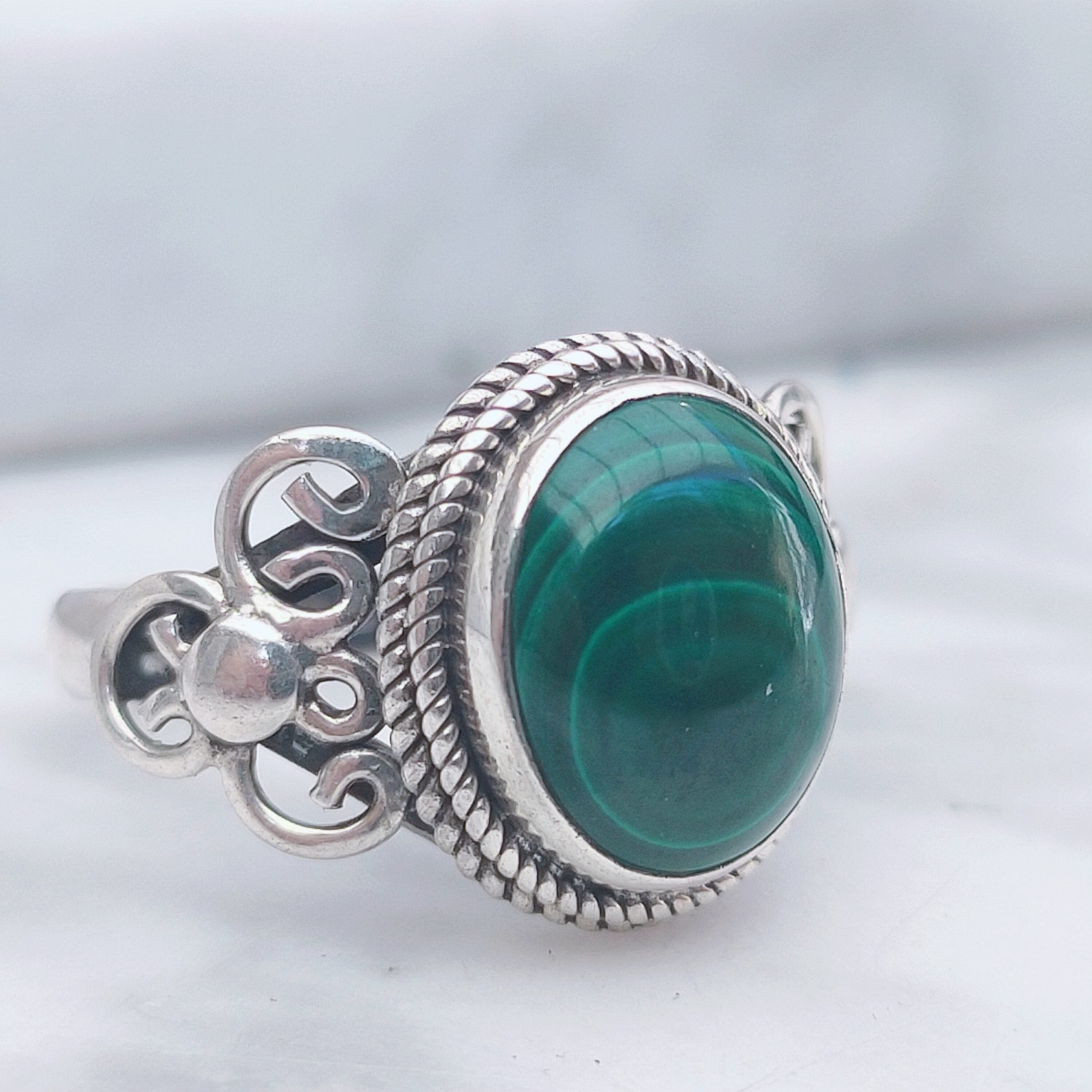 Ring | Sterling zilver & malachiet | maat 17,25 image 3