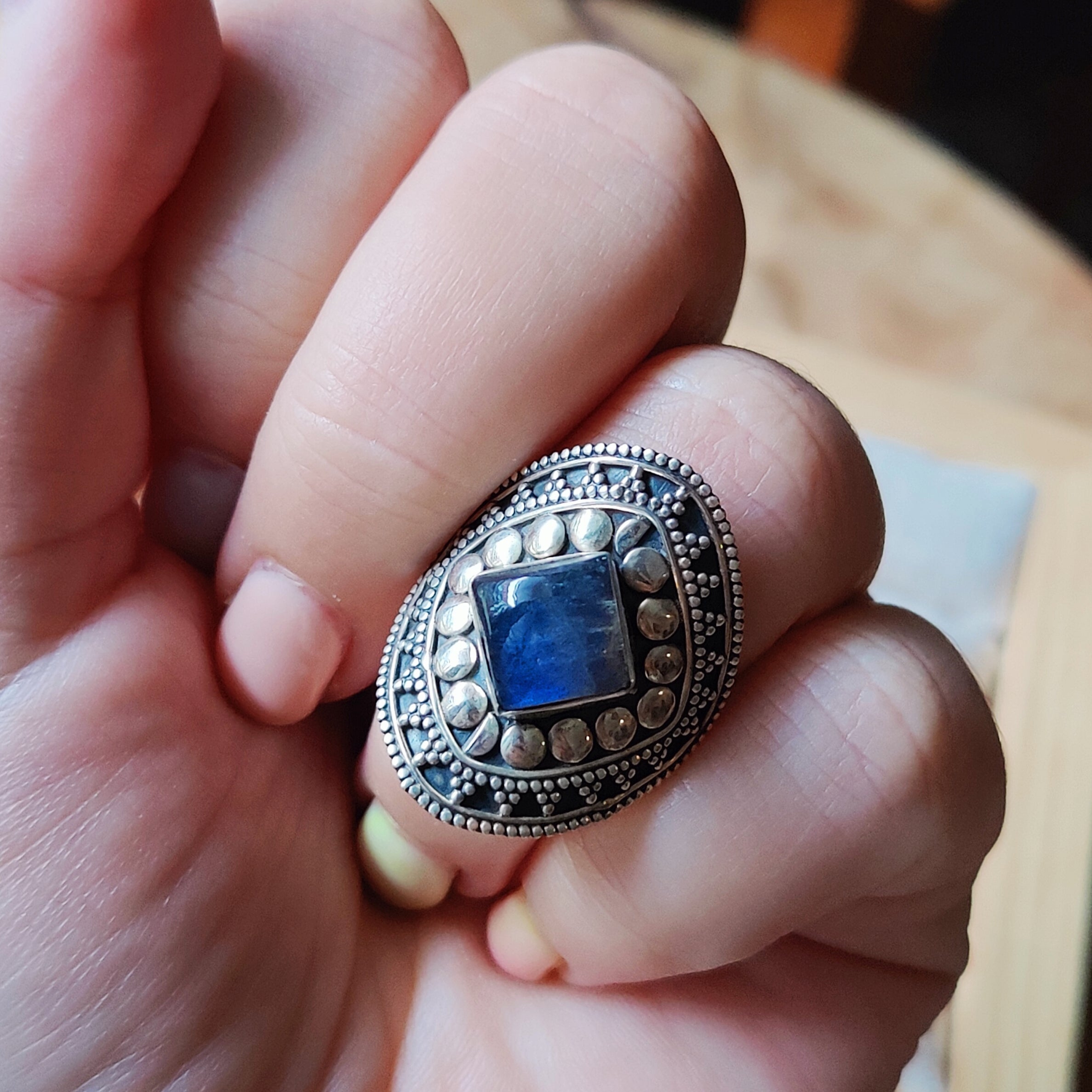 Ring | Sterling zilver & labradoriet | maat 16,75 image 1