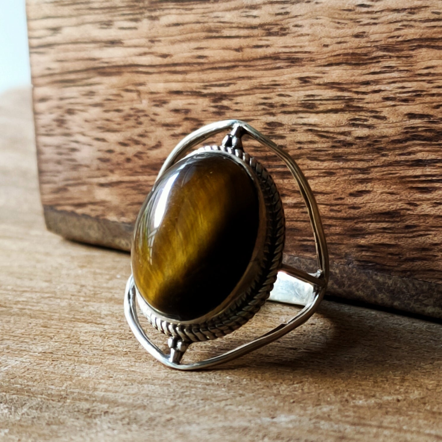 Ring Sundar | Sterling zilver & tijgeroog | maat 17,5 image 0