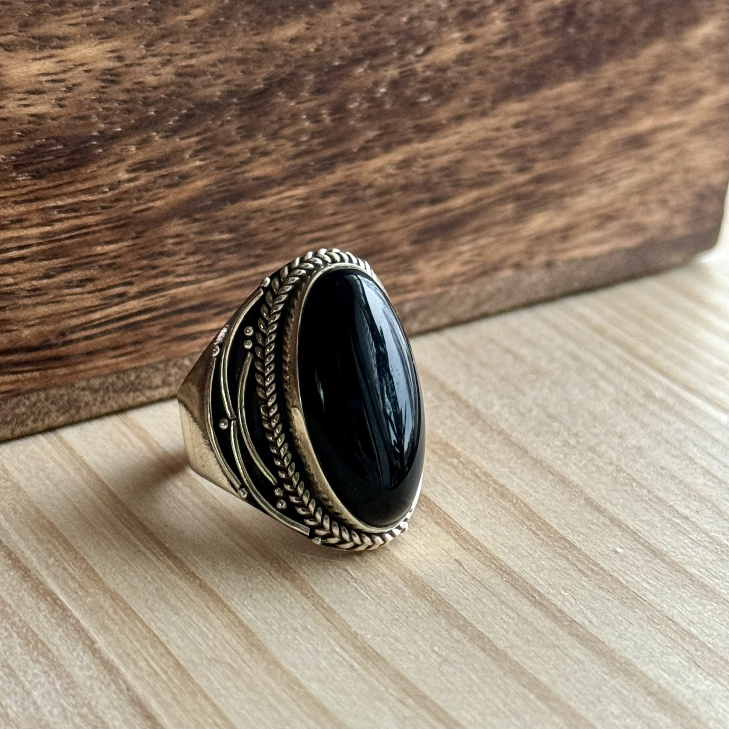 Ring | Sterling zilver & onyx | maat 16,75 image 1