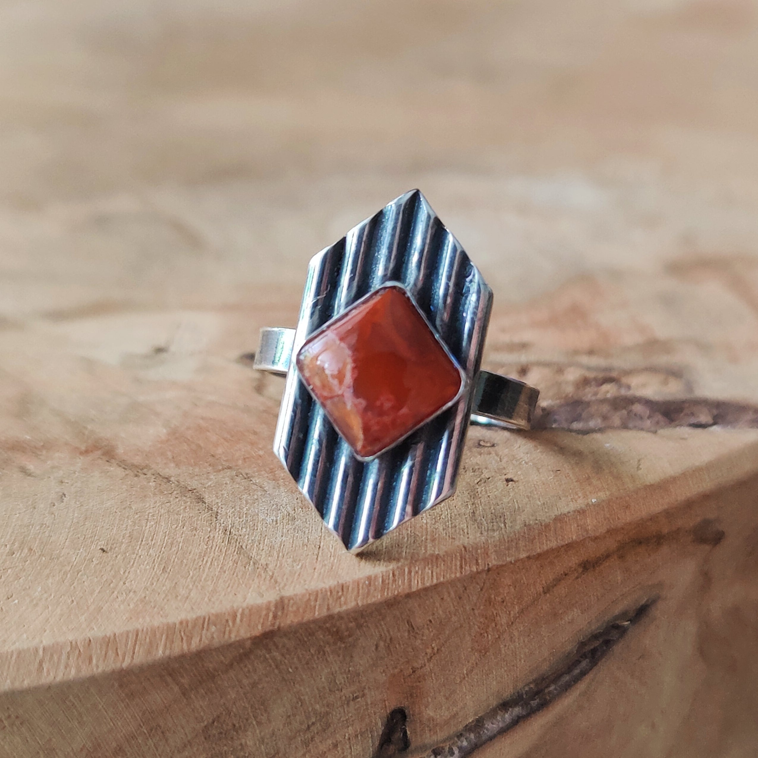Ring | Sterling zilver & carneool | maat 17,75 | BY AIS image 3
