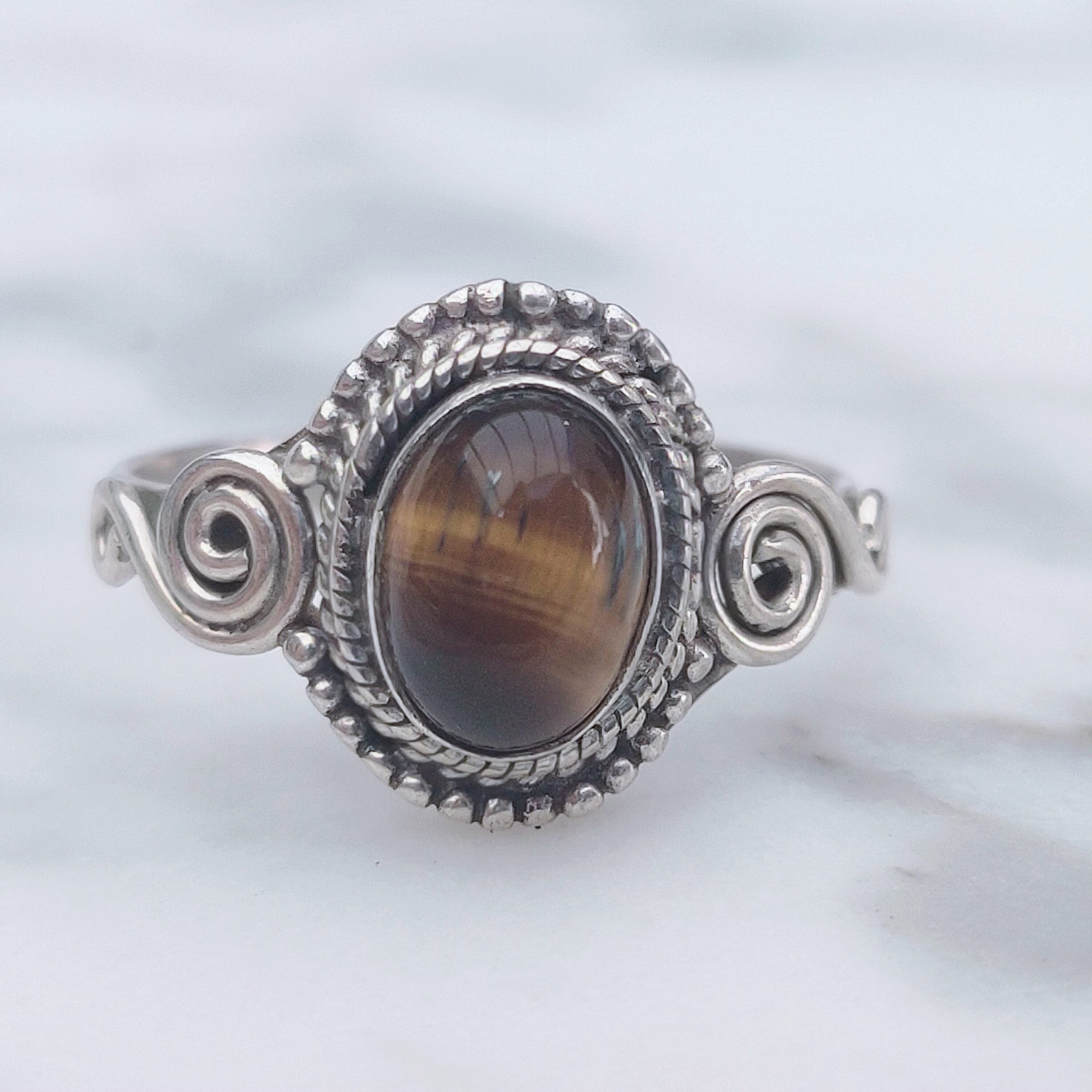 Ring | Sterling zilver & tijgeroog | maat 17,5 image 1