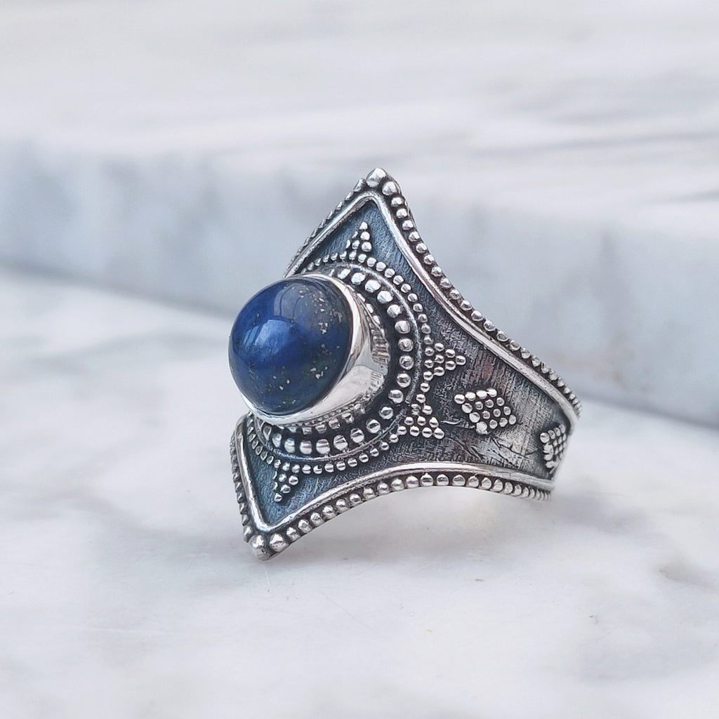 Ring Gajner | Sterling zilver & lapis lazuli | maat 17,5 image 0
